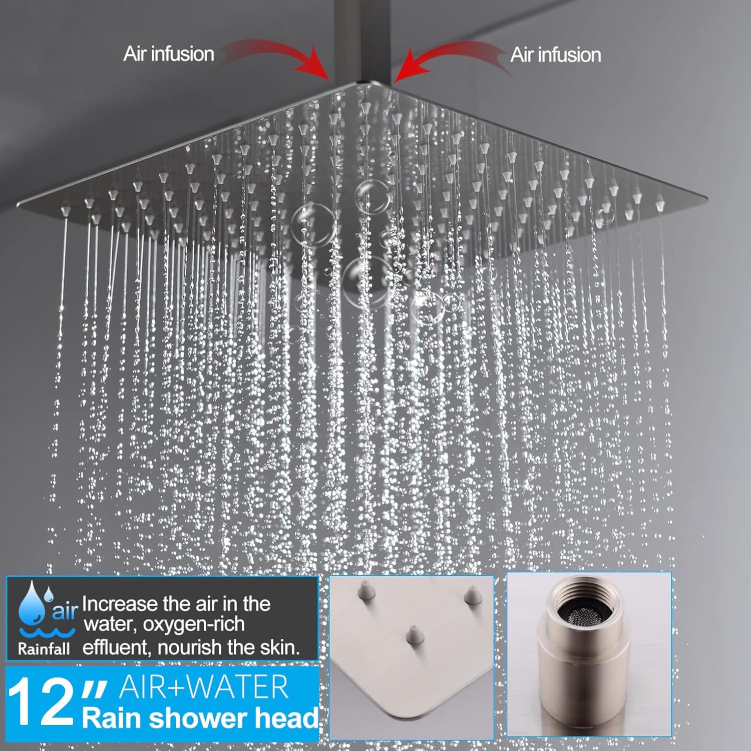 KATAIS Brushed Nickel Shower Trim System with Digital Display