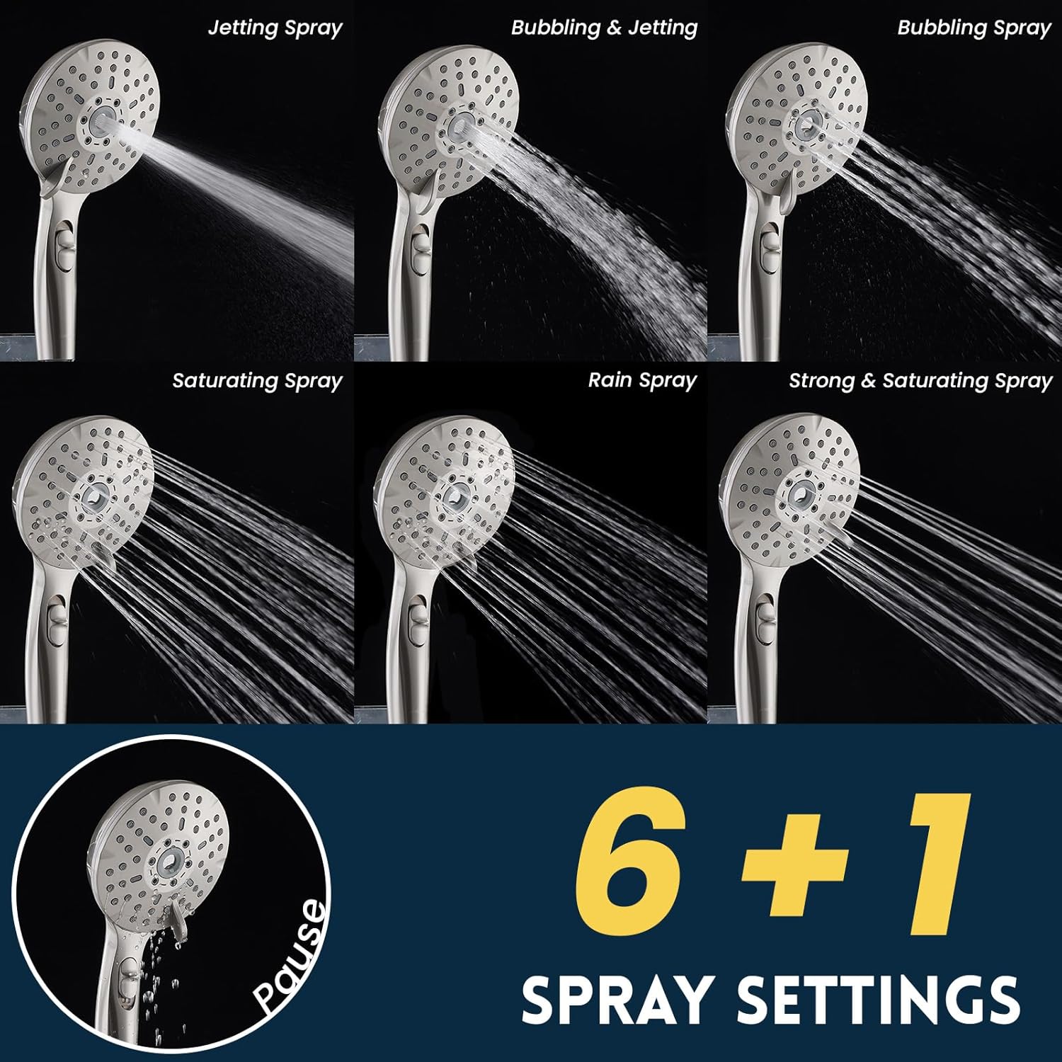 Ryamen Dual Shower Head Combo with 6 Settings and Adjustable Slide Bar 1