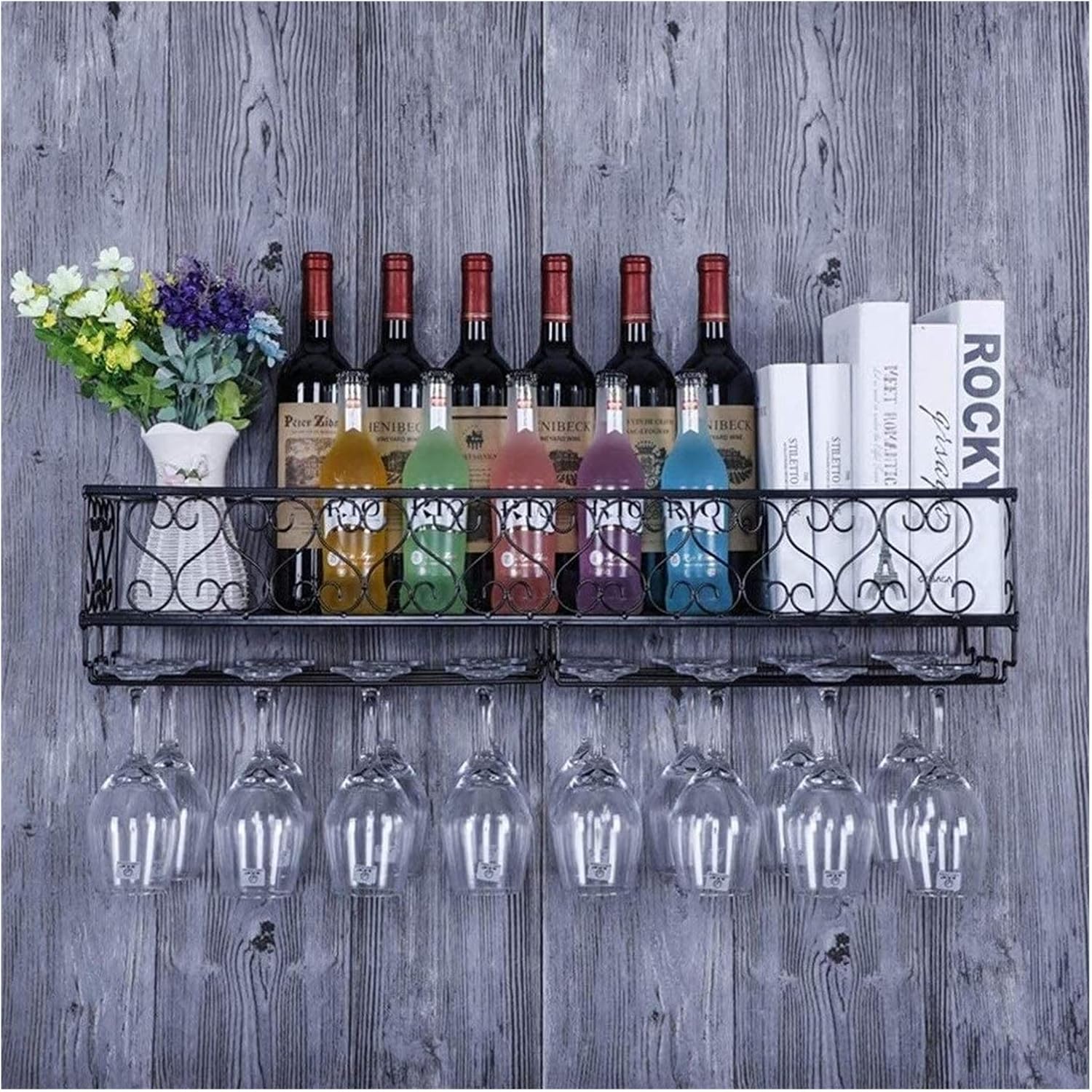 ALDEPO Wall-Mounted Wine Racks Black Industrial Retro Design