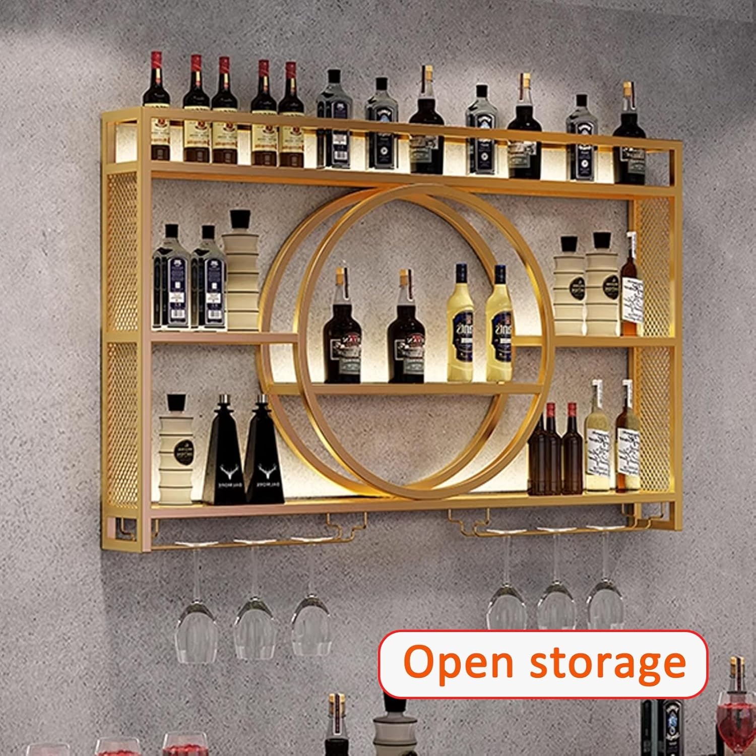 JKGHK Wall Mounted Glass Holder 3-Layer Wine Rack Gold 393in100cm