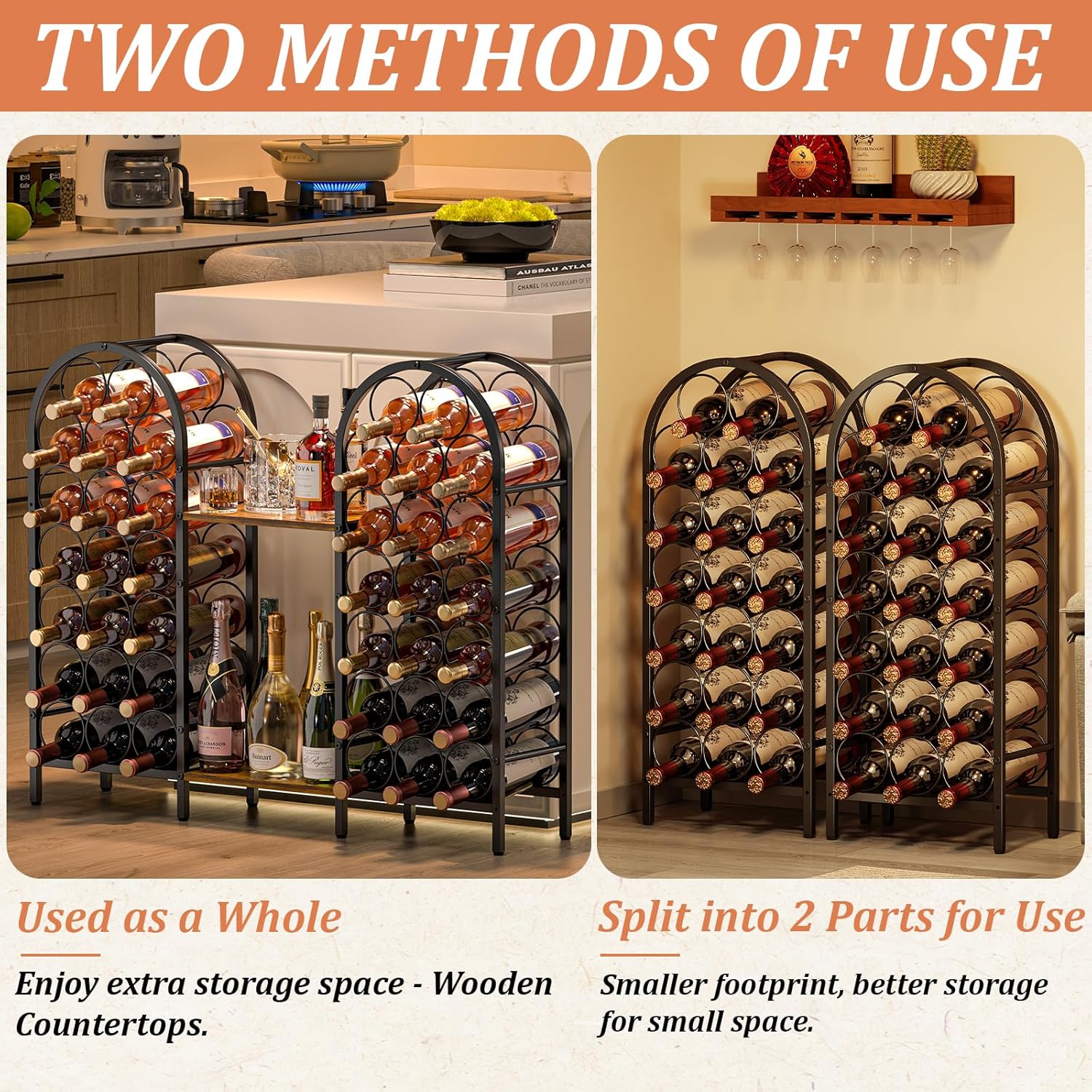 X-cosrack 40 Bottle Wine Rack with 2 Wooden Desks