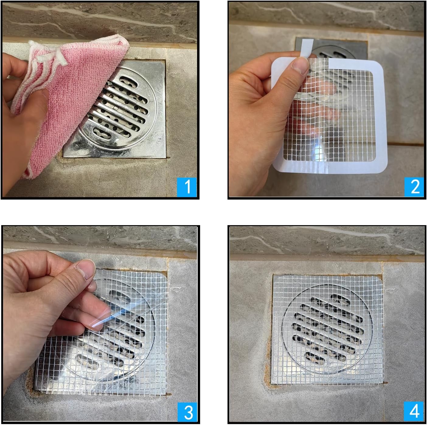 20 Pcs 4 Inch X 4 Inch Disposable Drain Hair Catcher Stickers