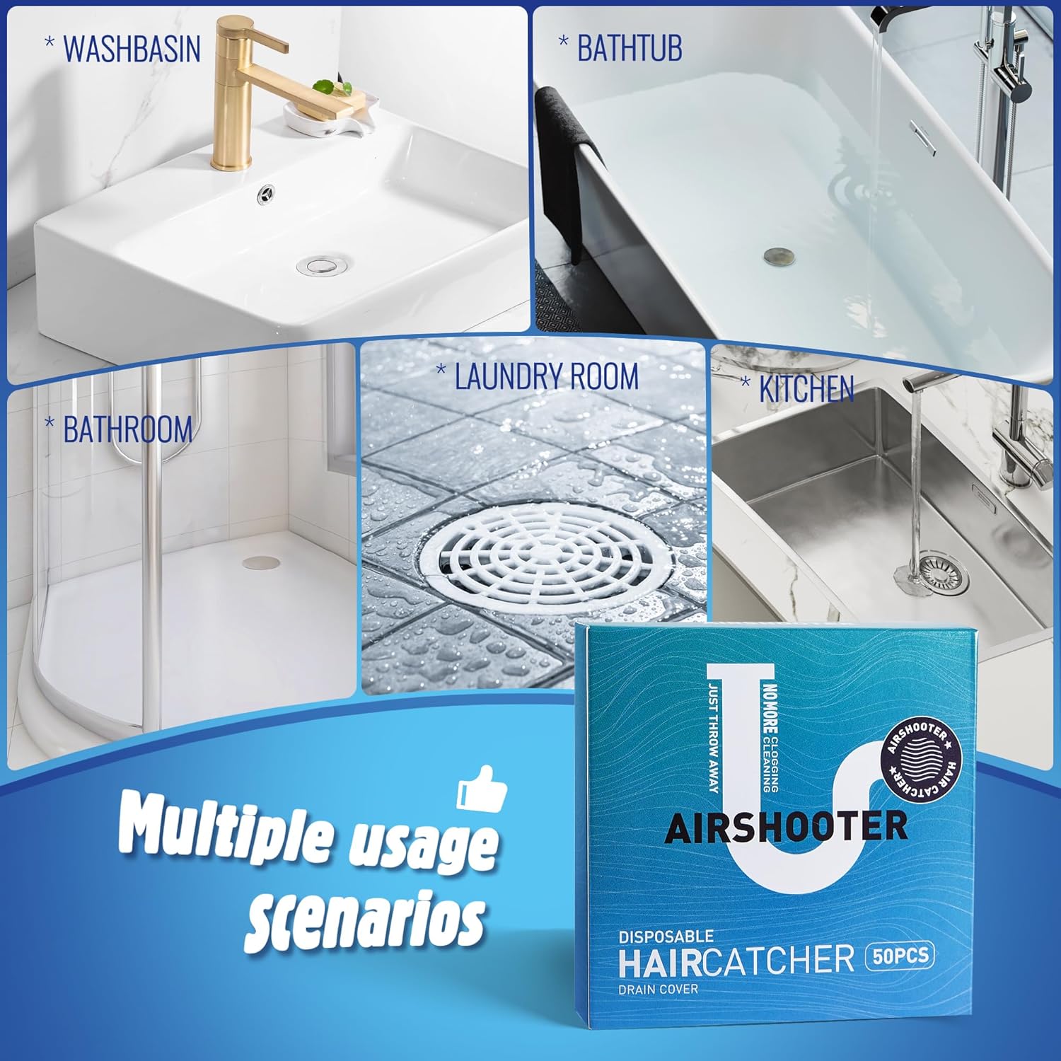 Disposable Shower Drain Hair Catcher Pack of 50