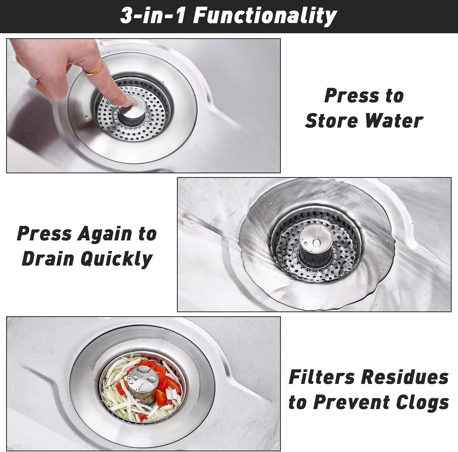 KENPMA 3-in-1 Kitchen Sink Drain Strainer
