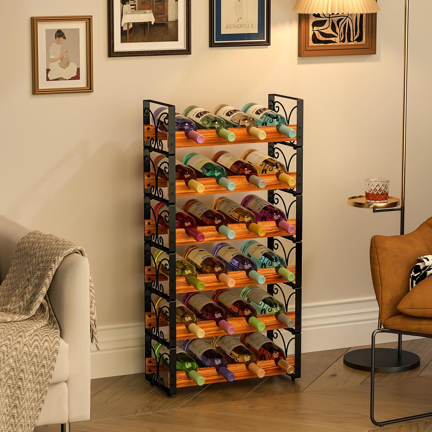 X-cosrack 6-Tier Freestanding Wine Rack with 24 Bottles Capacity