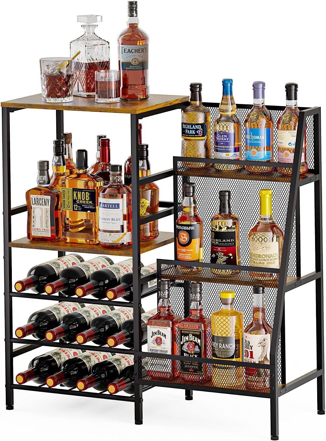 Hayexiha 3-Tier Freestanding Wine Liquor Rack Cabinet
