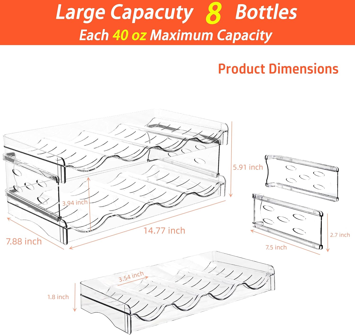 Baosia Stackable Wine Rack 2 Tiers 8 Bottles Space-Saving Organizer
