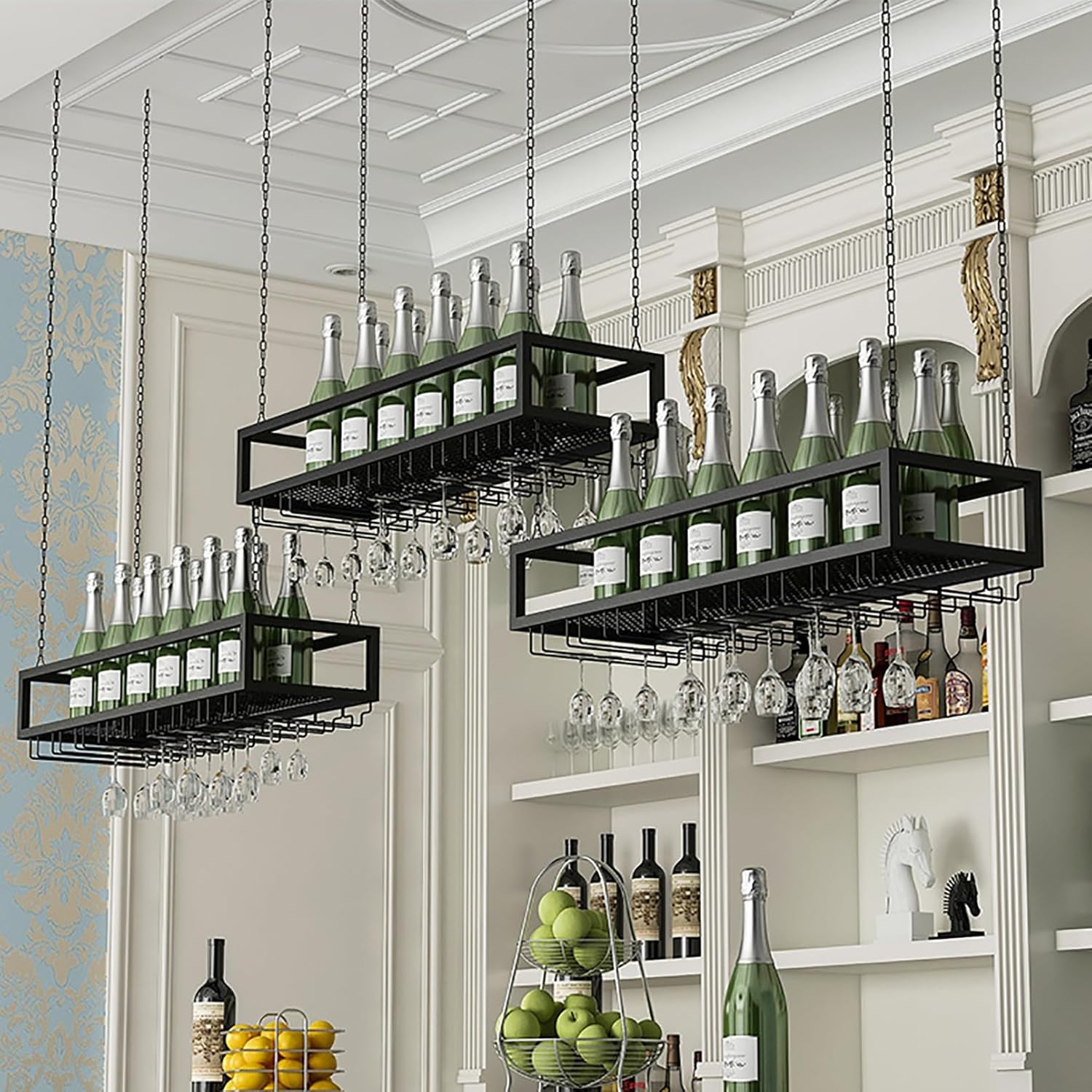 Adjustable Metal Wine Glass Holder for Ceiling and Wall