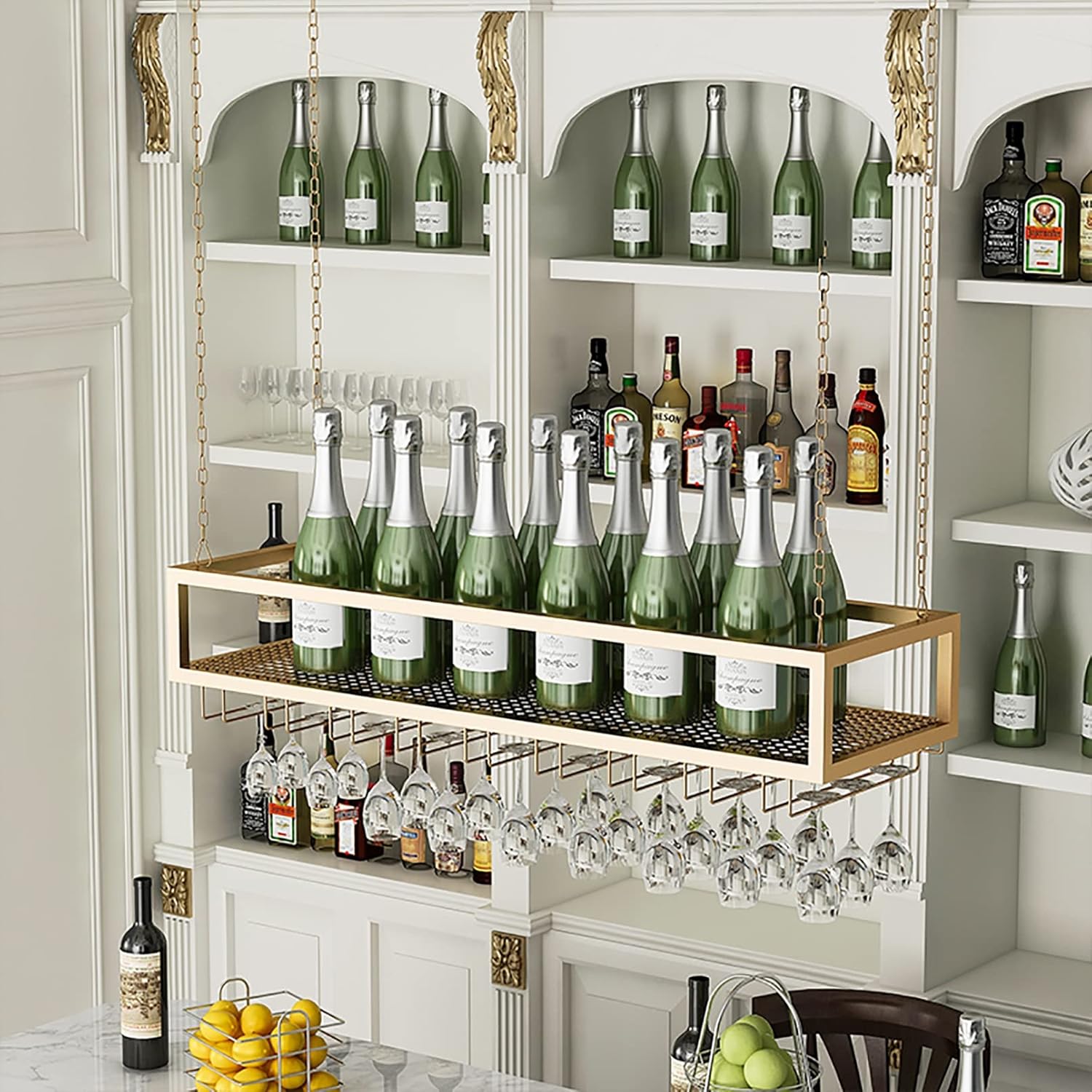 Wall-Mounted Wine Rack for Cabinet Ceiling Storage