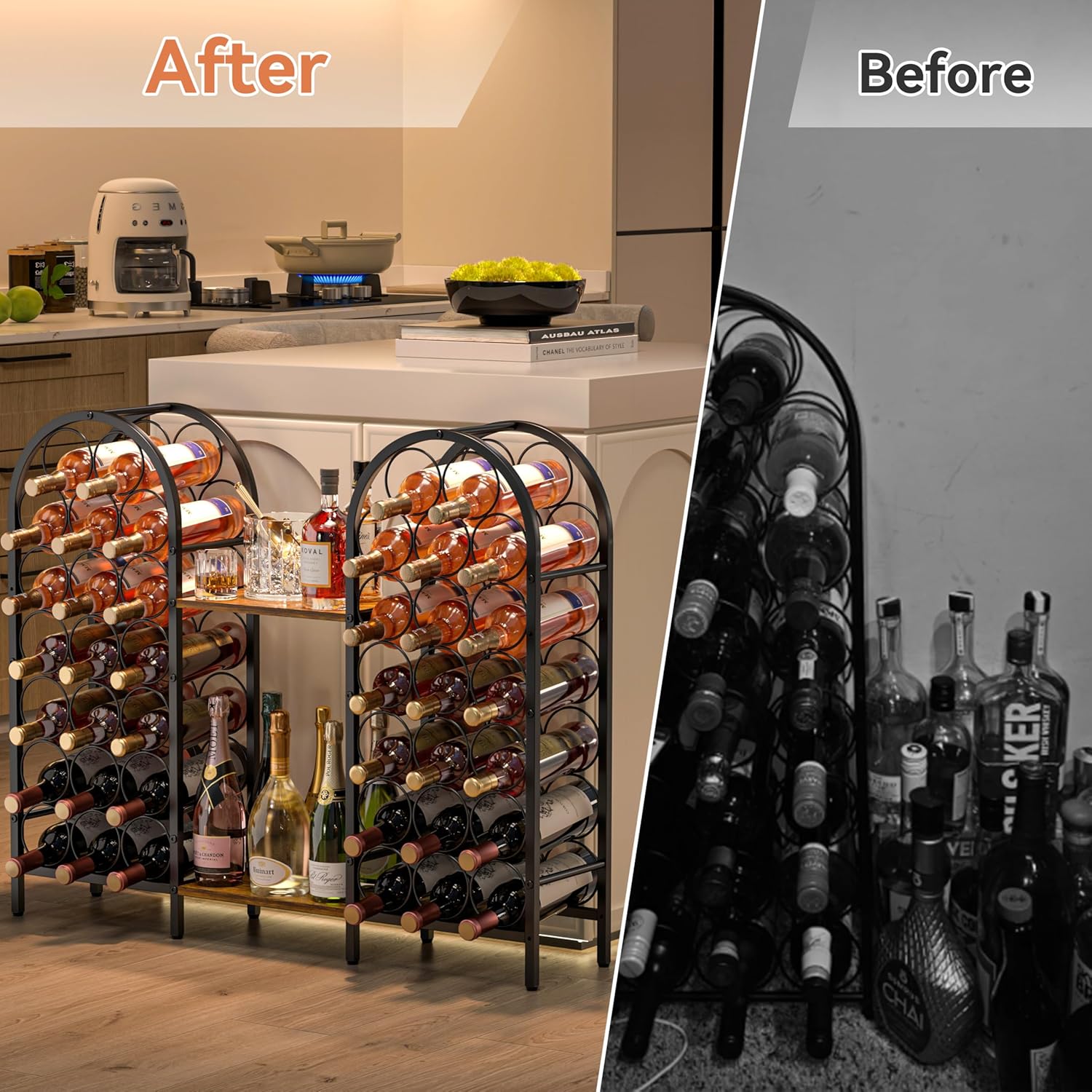 X-cosrack 40 Bottle Wine Rack with 2 Wooden Desks