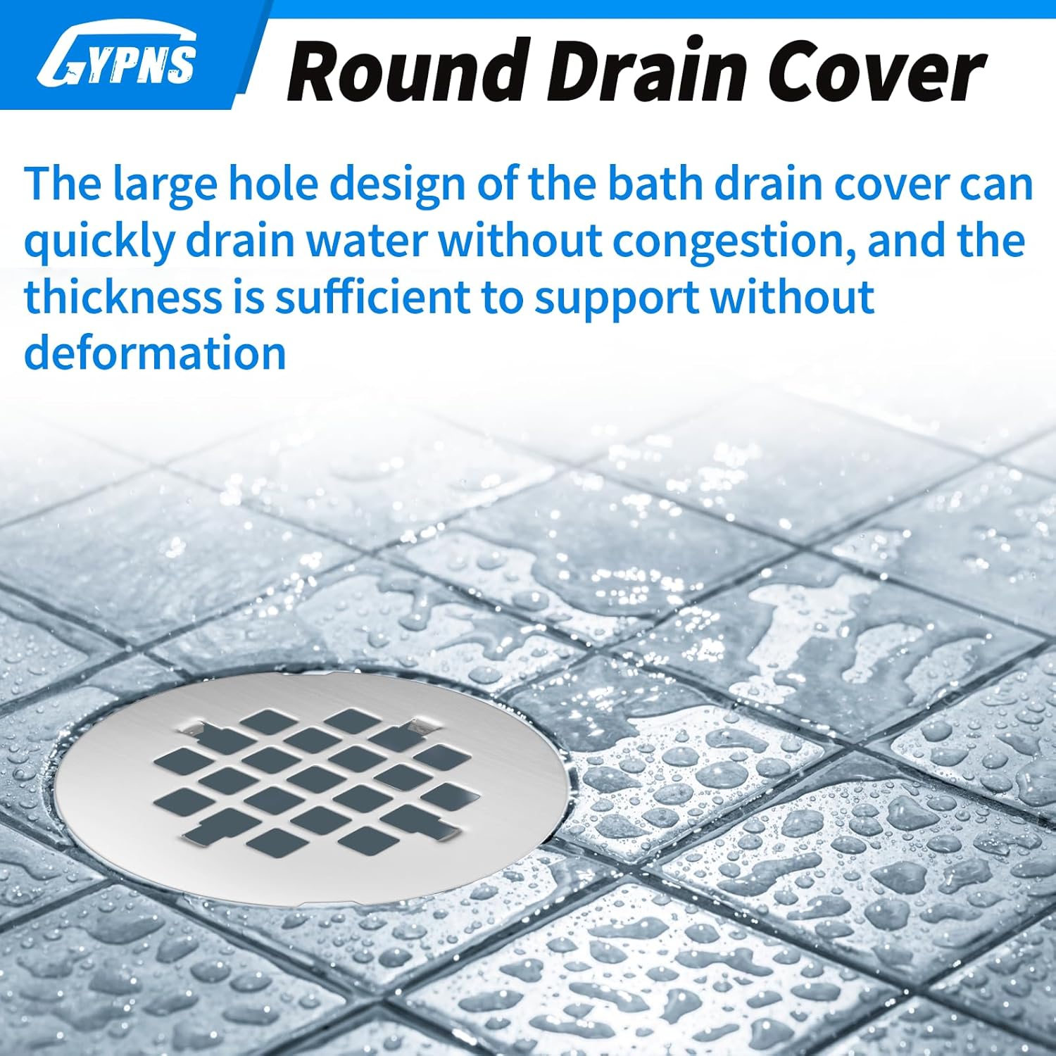 GYPNS Chrome Shower Drain Cover 4-14 Inch Round 2 Pack