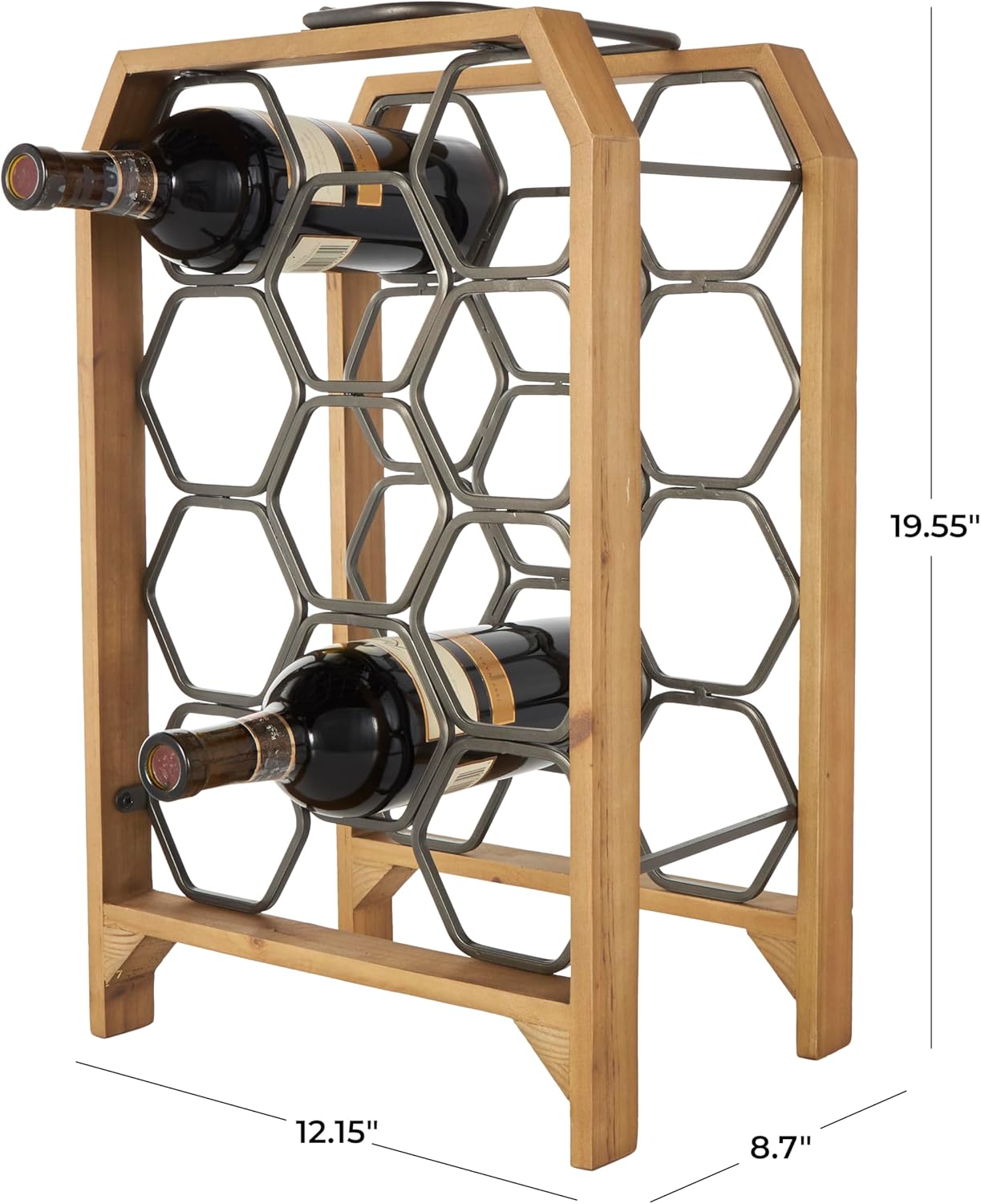 Deco 79 Industrial Wood Wine Rack with 11 Slots