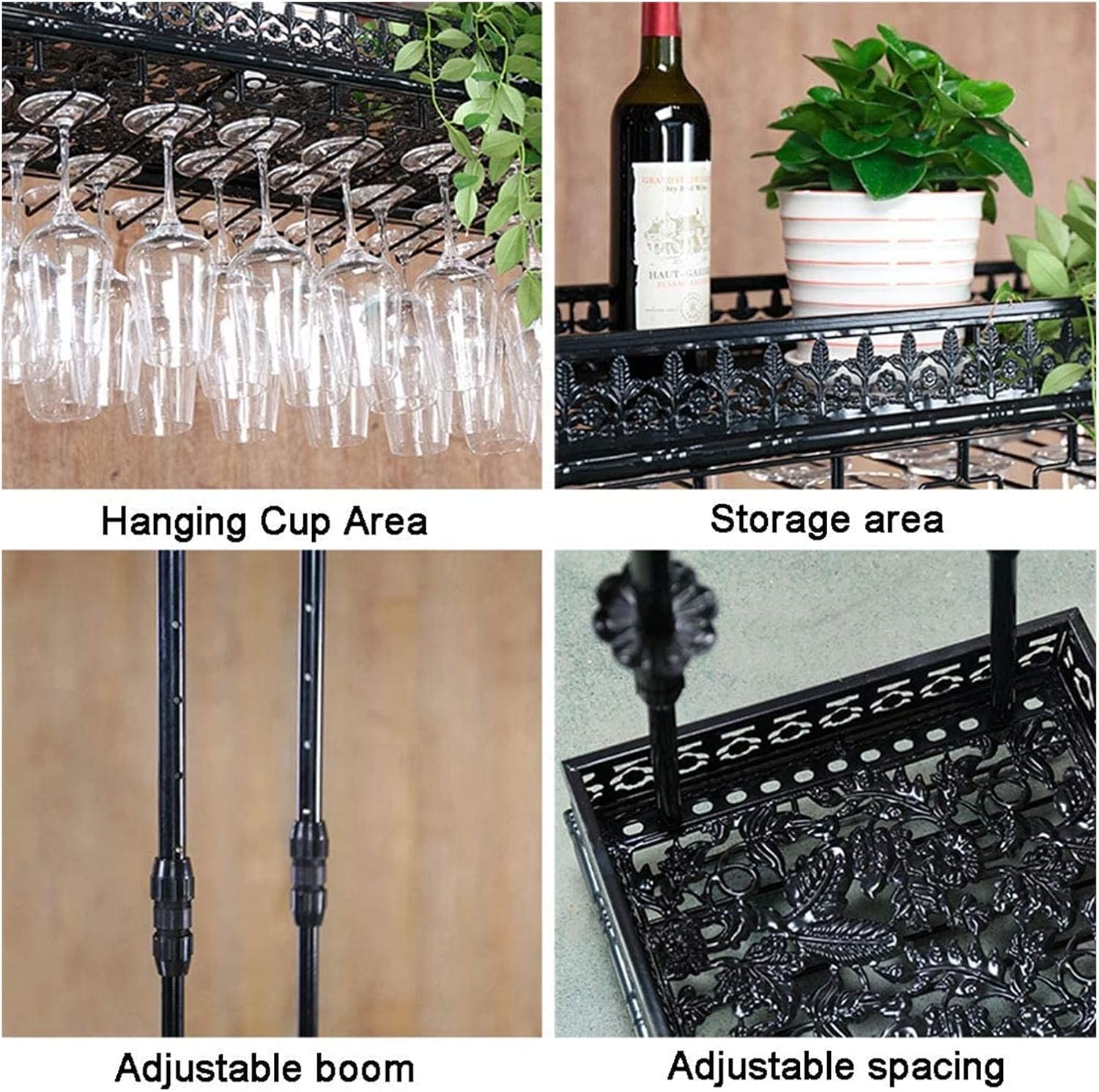 ALDEPO Wall-Mounted Wine Rack 24 Adjustable Decor Shelf