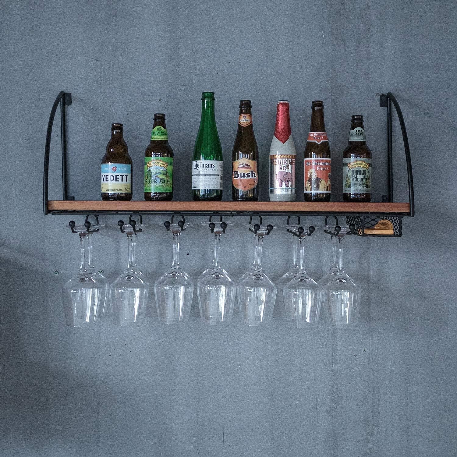 Industrial Style Wall Mounted Wine Rack Organizer