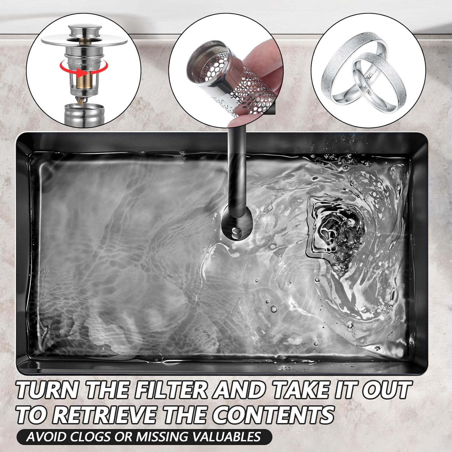 LLOUSSAK Drain Stopper with Anti-Clogging Basket