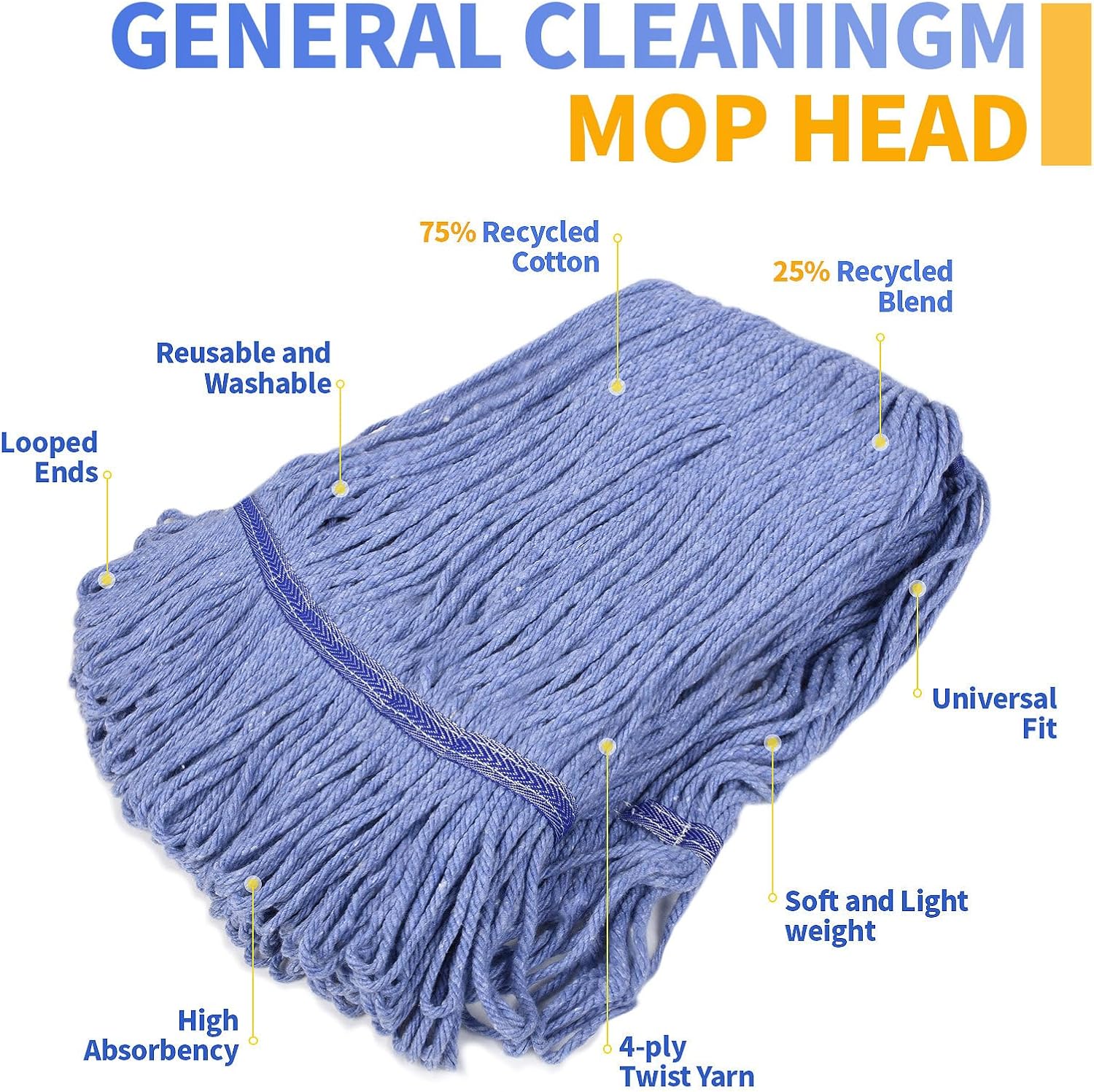 HiBaBy Heavy Duty Mop Head Replacement Pack of 4