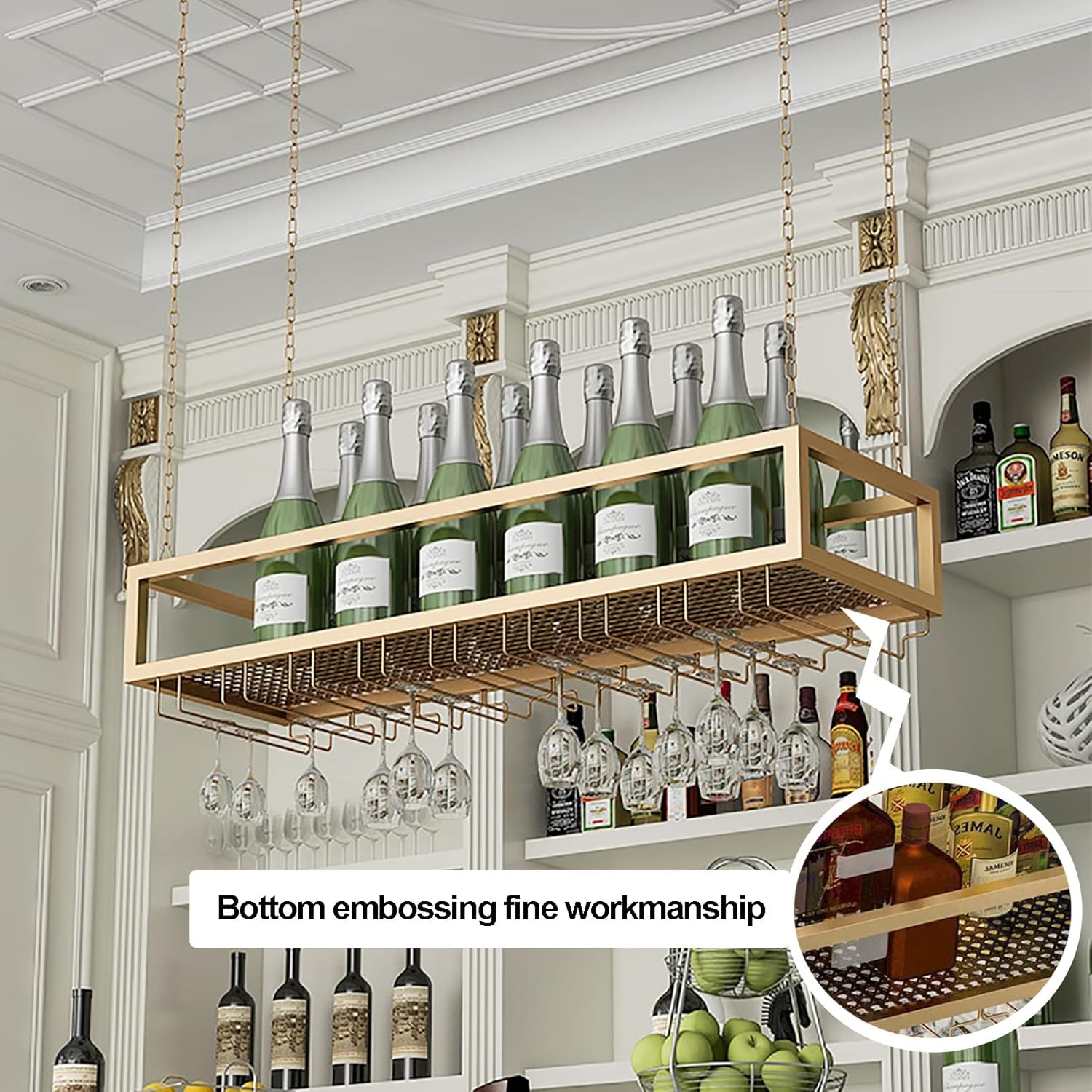 Wall-Mounted Wine Rack for Cabinet Ceiling Storage