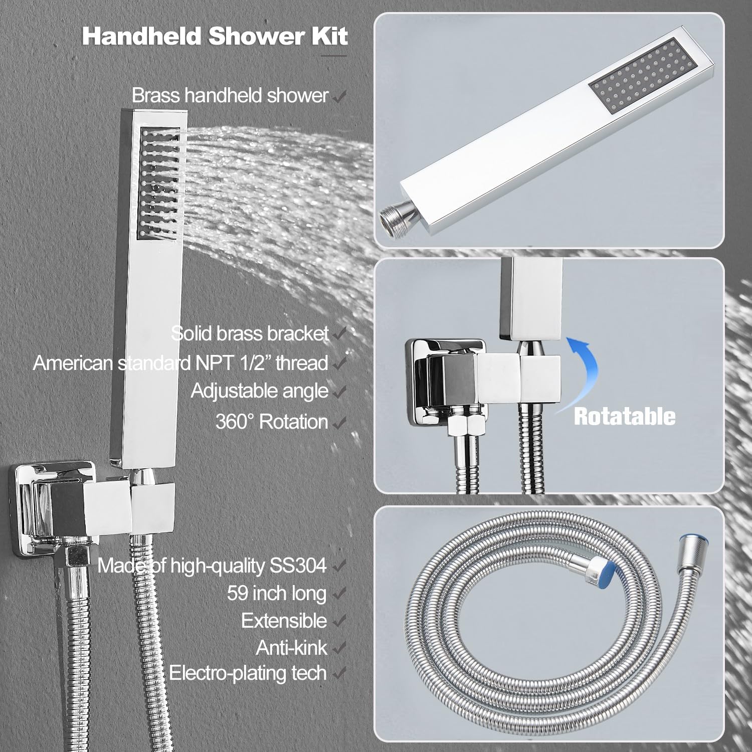 Chrome Shower Faucet Set with Body Jets and Handheld
