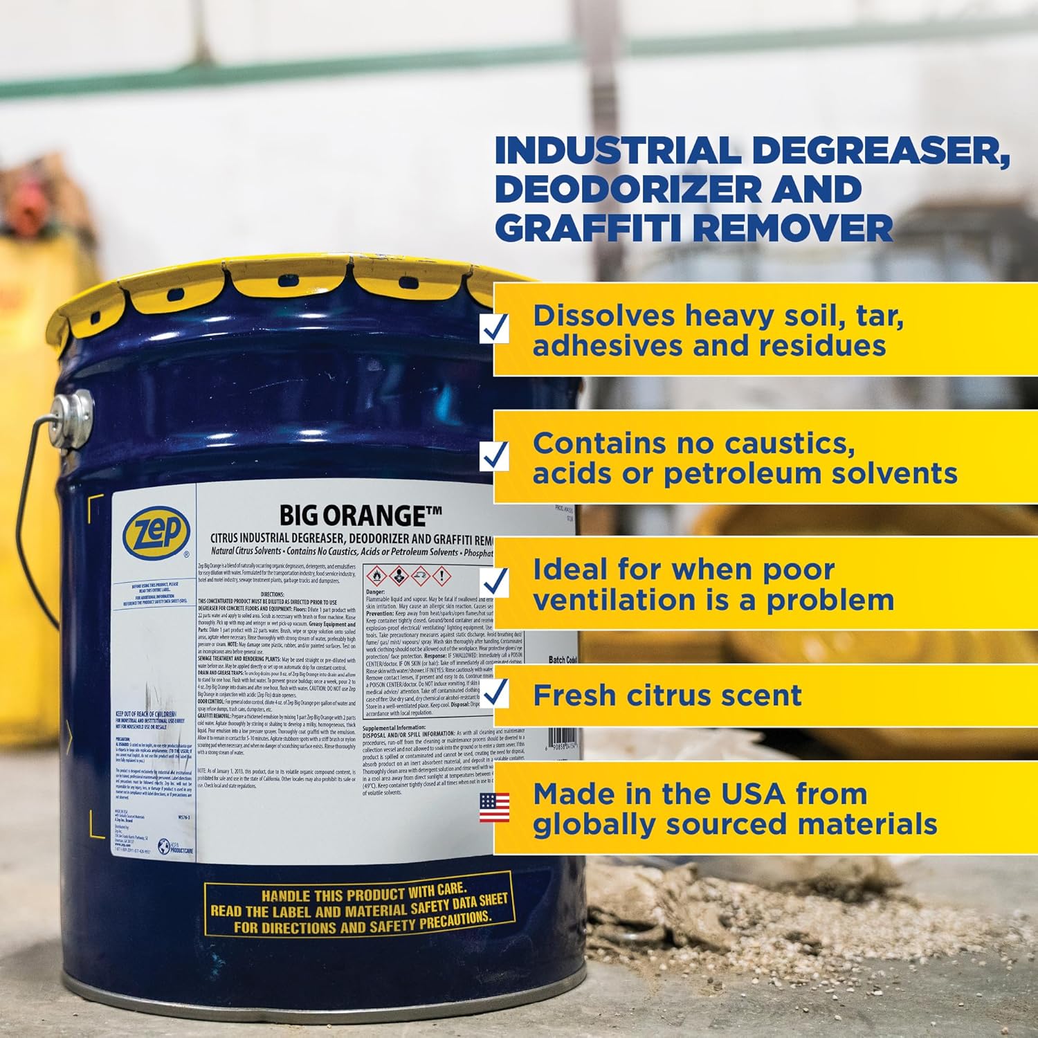 Zep Big Orange Heavy Duty Citrus Degreaser 5 Gallon