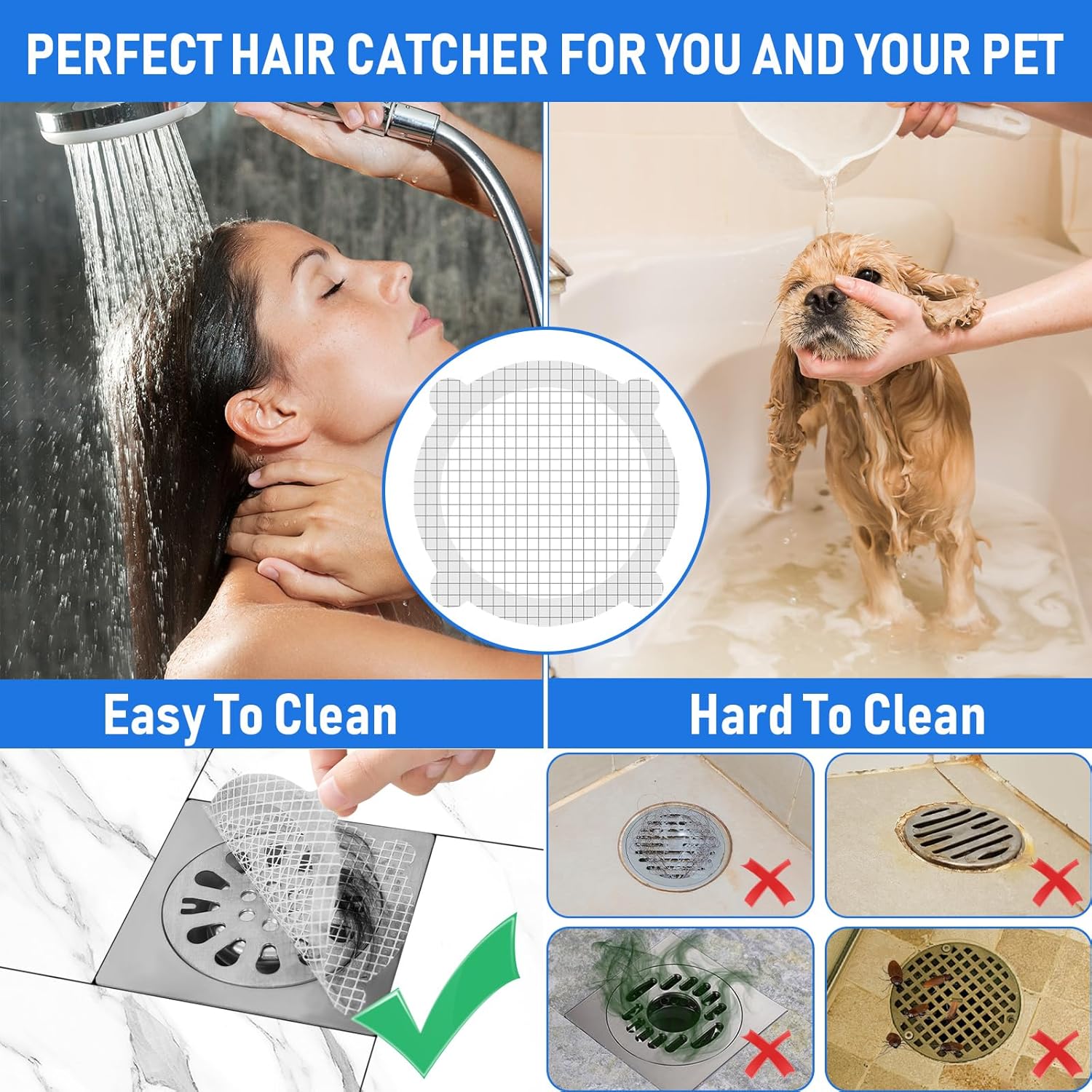 20 Pack Disposable Drain Hair Catcher Stickers