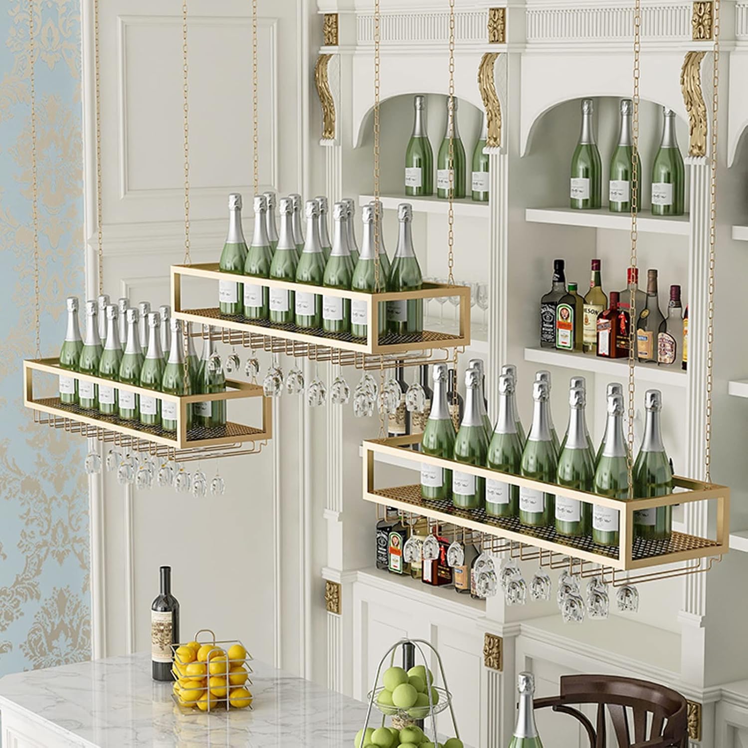 ZJDYDY Wall-Mounted Wine Rack with Goblet Holder 1