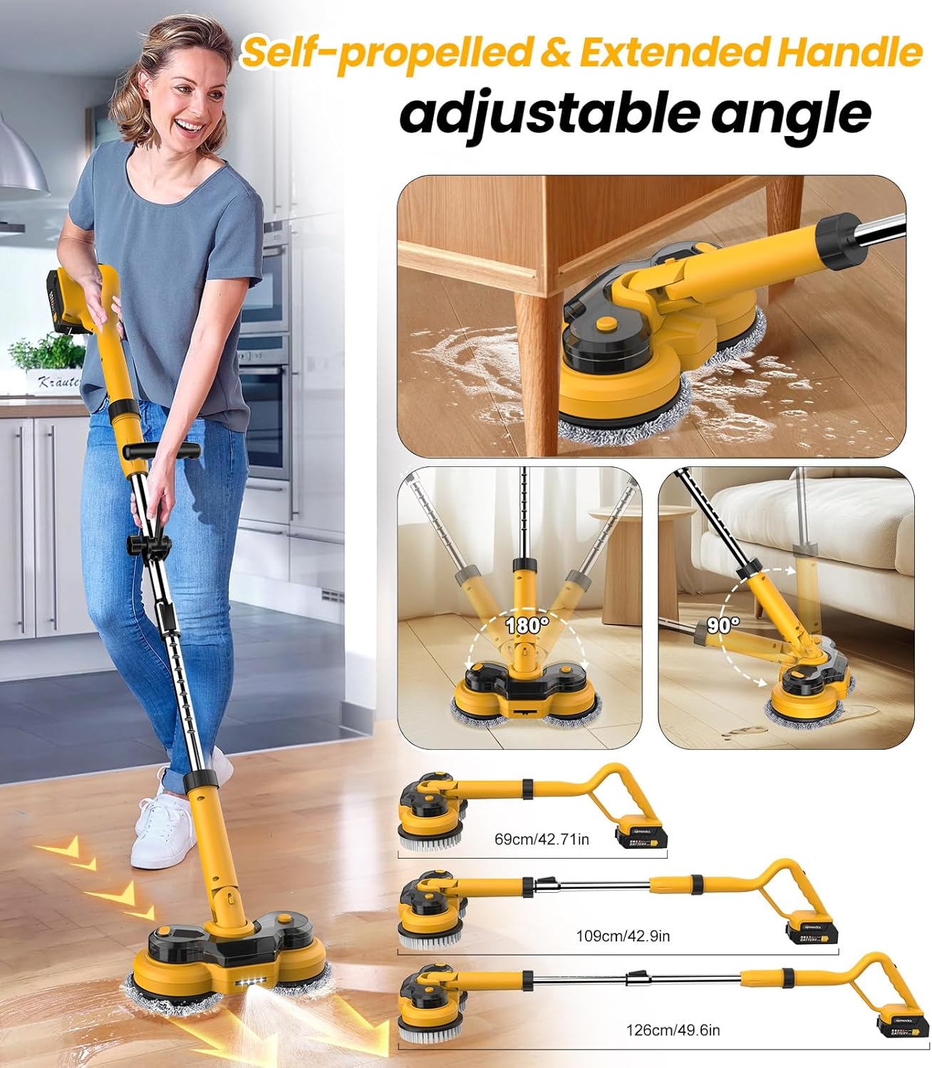 Qimedo 6000mAh Power Mop M1 800RPM Cordless Scrubber