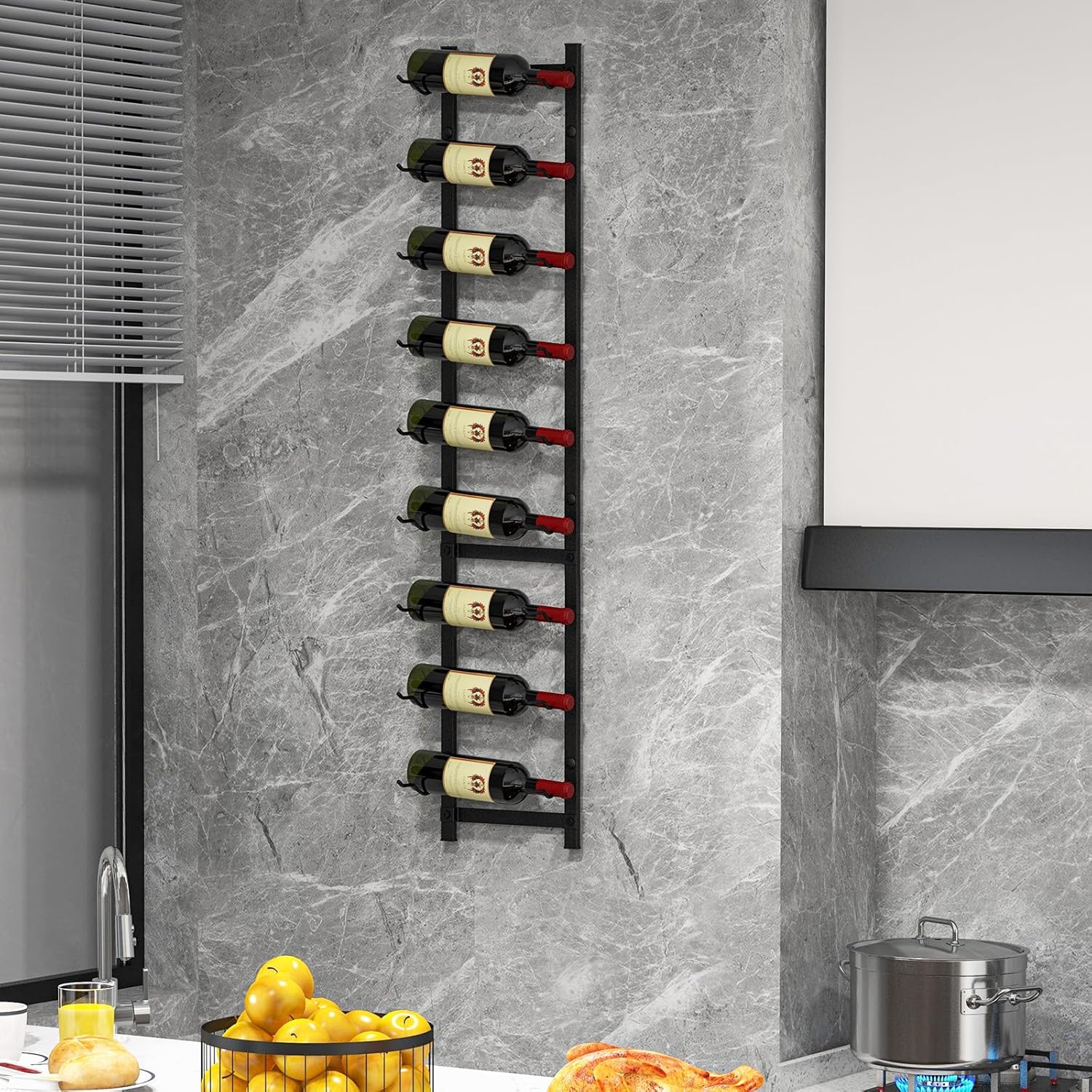 GOFLAME Wall Mounted Wine Rack for 9 Bottles