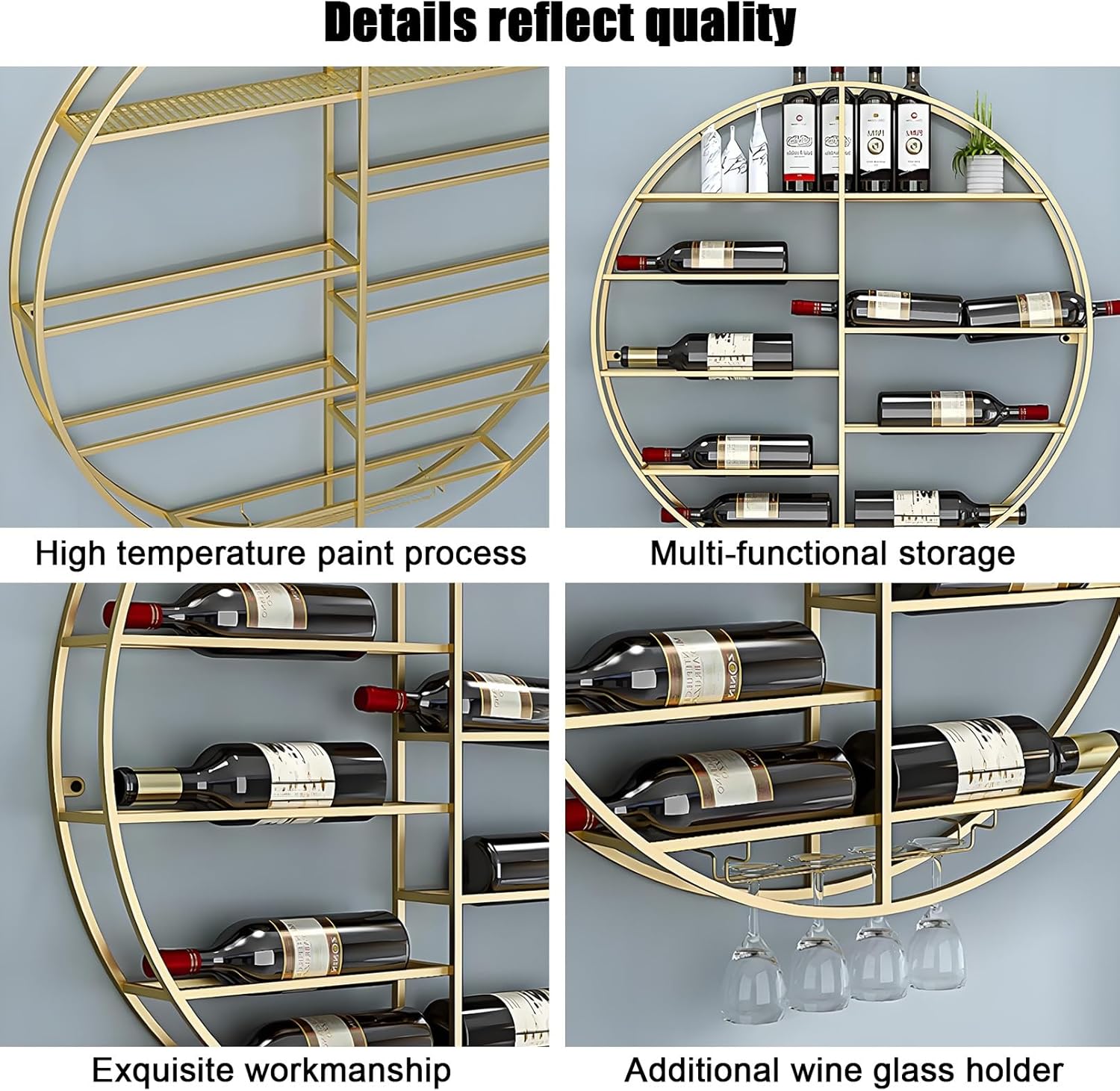 YVYKFZD Wall Mounted Wine Rack Black 60x11x60cm