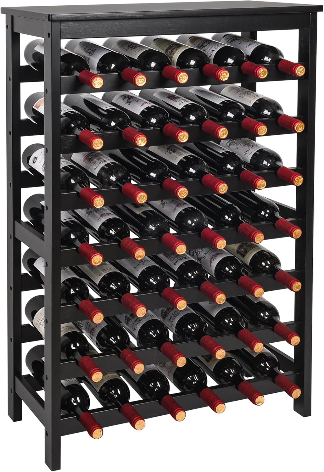 VASMIA 42-Bottle Bamboo Wine Rack 7-Tier Freestanding Floor