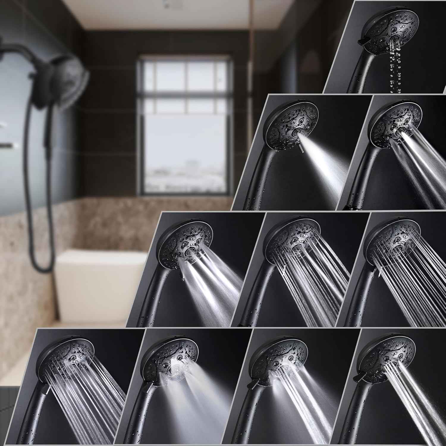INAVAMZ 2-IN-1 Handheld Shower Head Combo with 60 Hose
