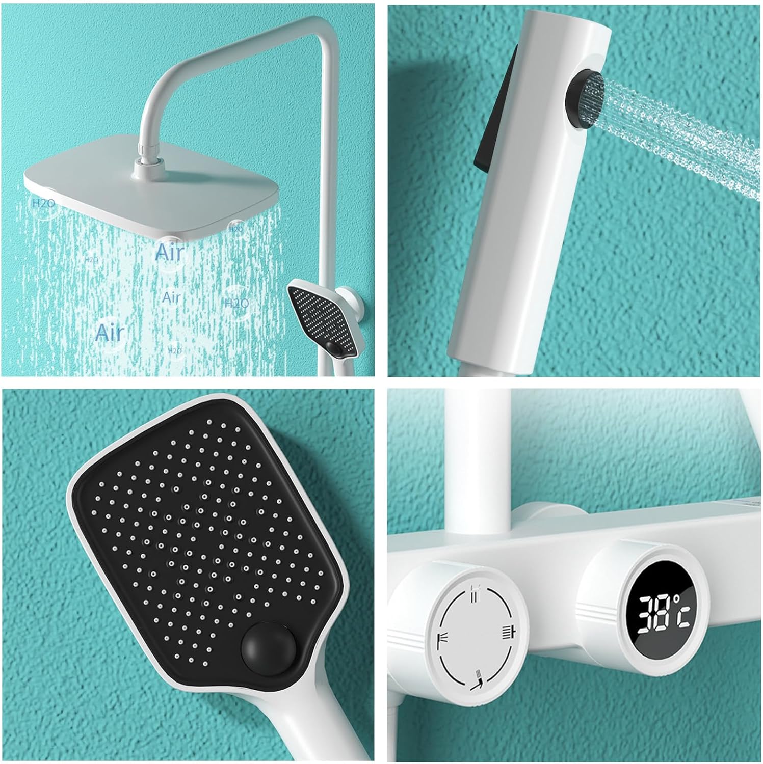 Digital Display Shower Faucet Set with 4 Functions