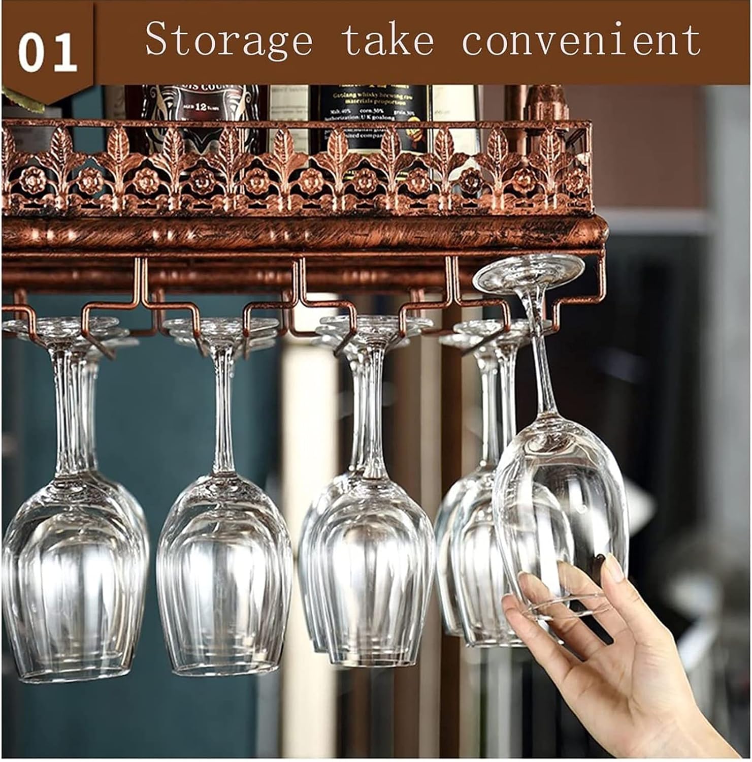 Ceiling Metal Wine Racks Adjustable Height Wall Mounted Holder