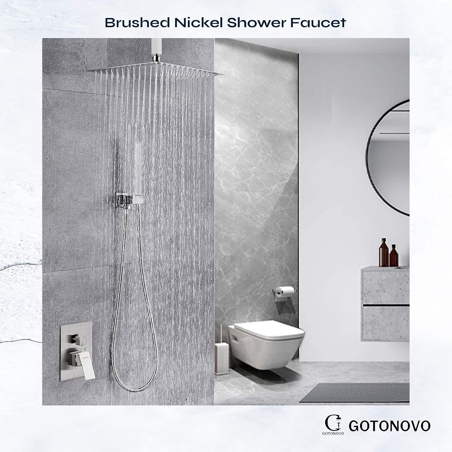 Gotonovo 12 Square Showerhead with 2-in-1 Handheld