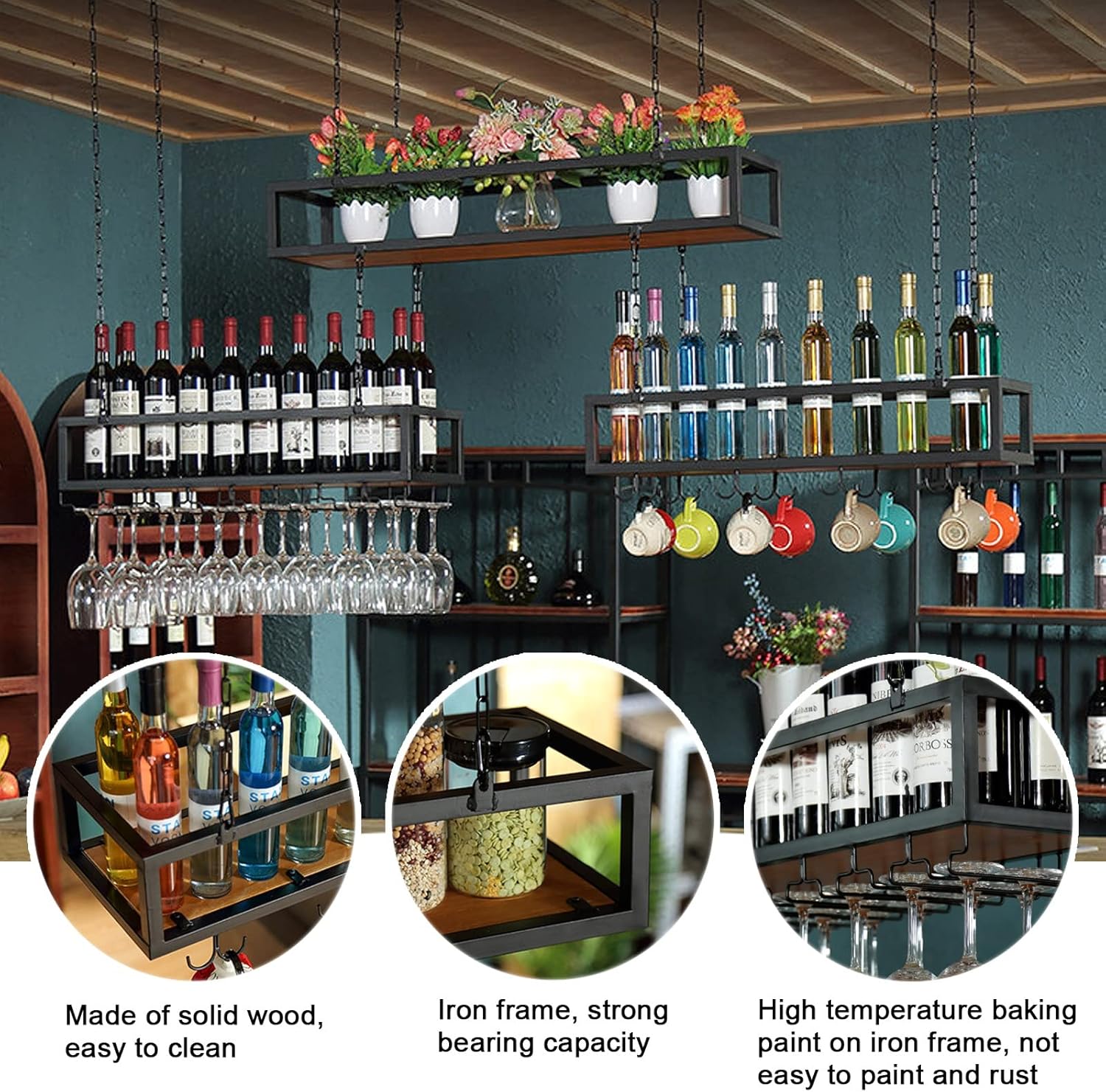 ZJDYDY Wall-Mounted Wine Glass Rack with Adjustable Height