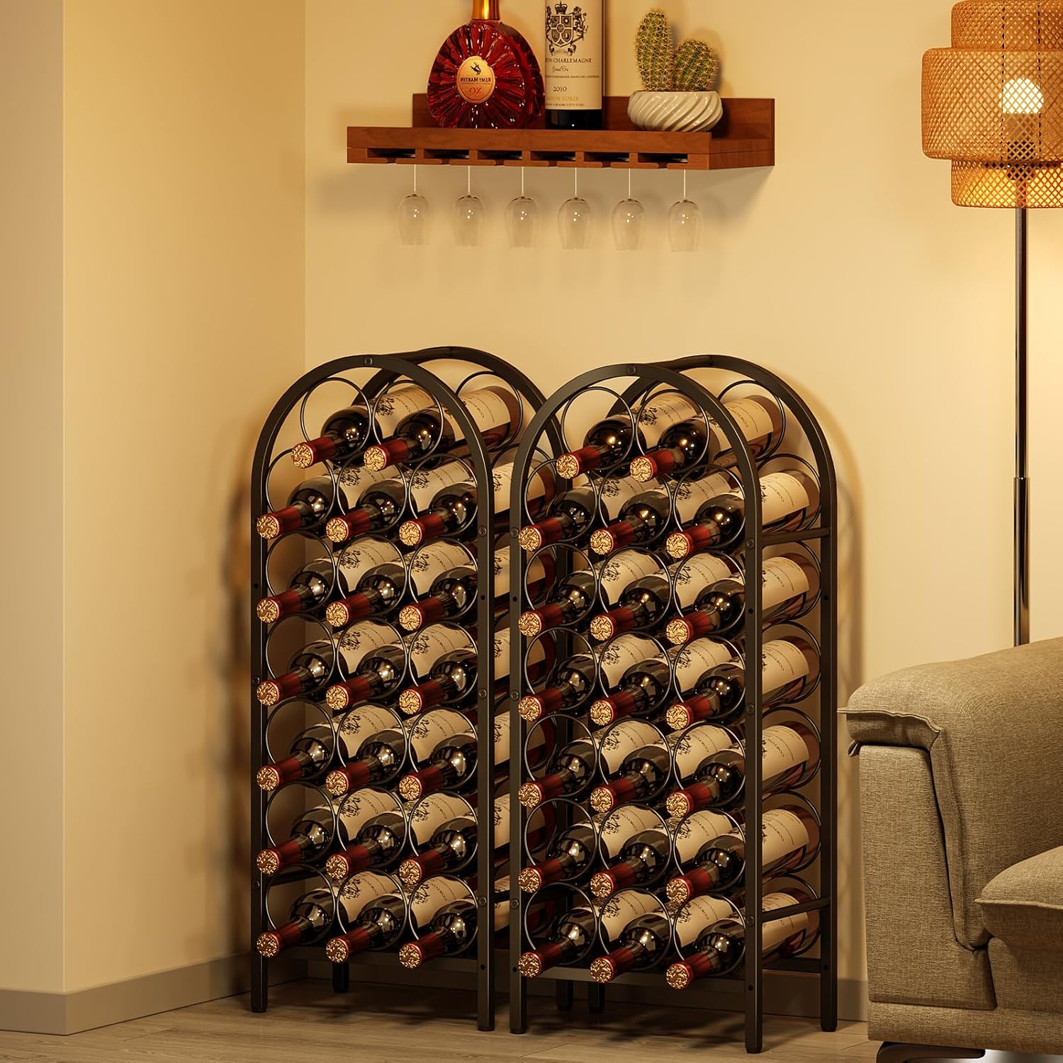 X-cosrack 40 Bottle Wine Rack with 2 Wooden Desks
