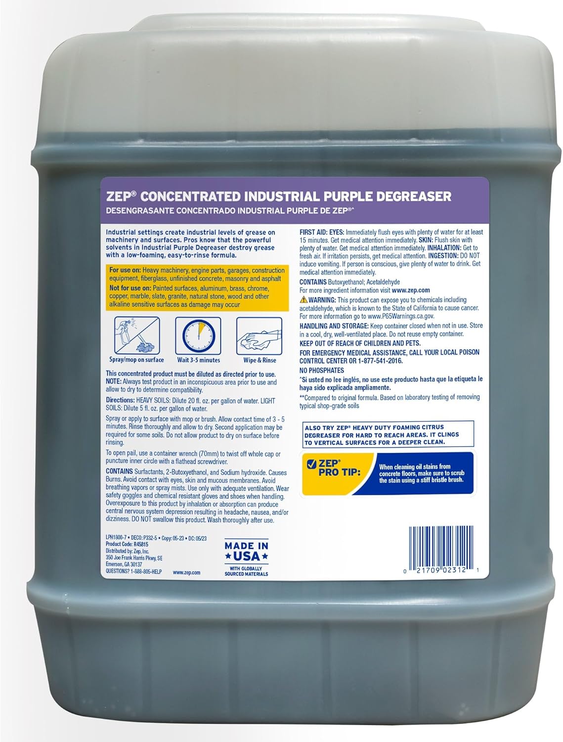 Zep Industrial Purple Cleaner and Degreaser 5 Gallon Case 1