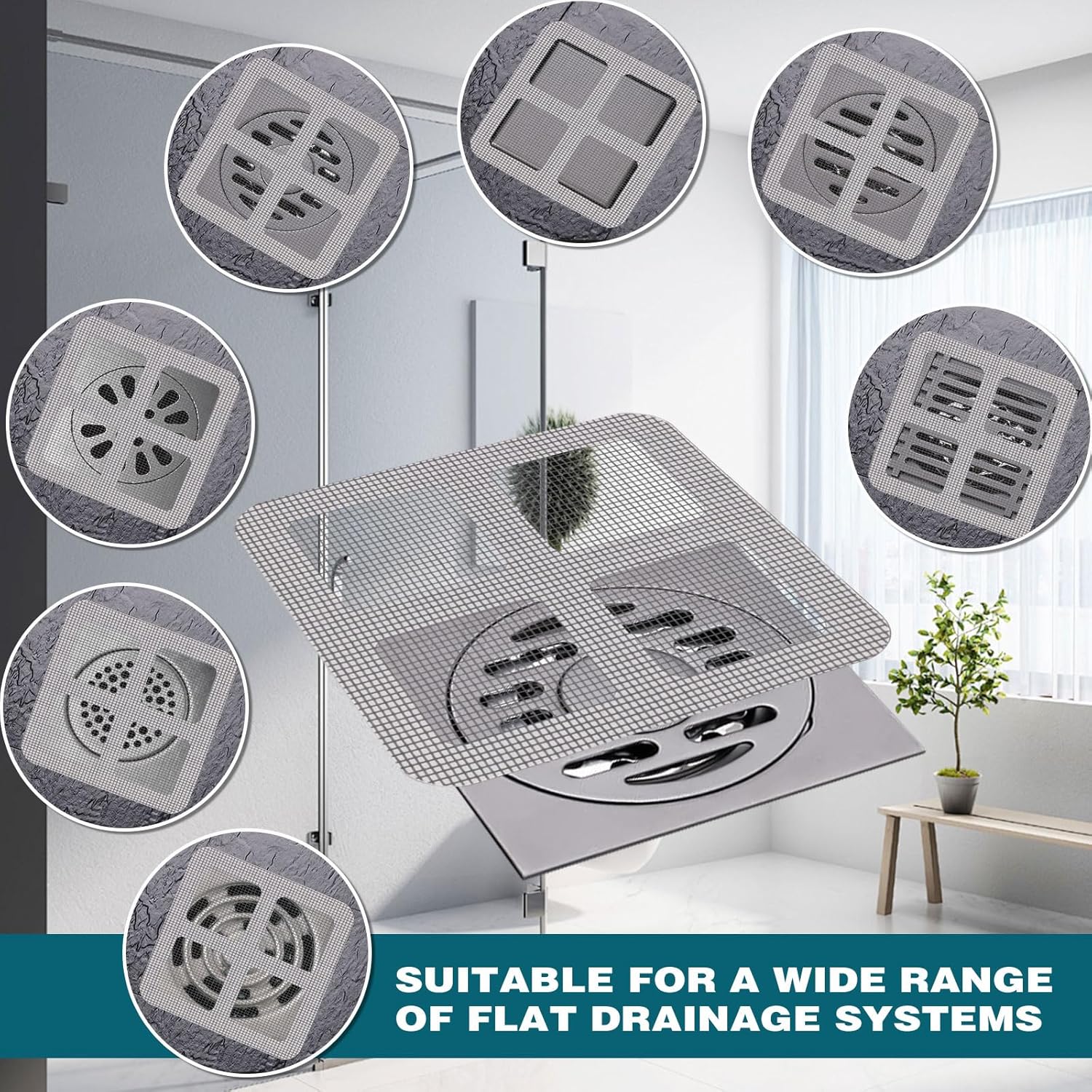 Quxddy 100pcs Shower Hair Catcher 4 Inch Square Drain Strainer