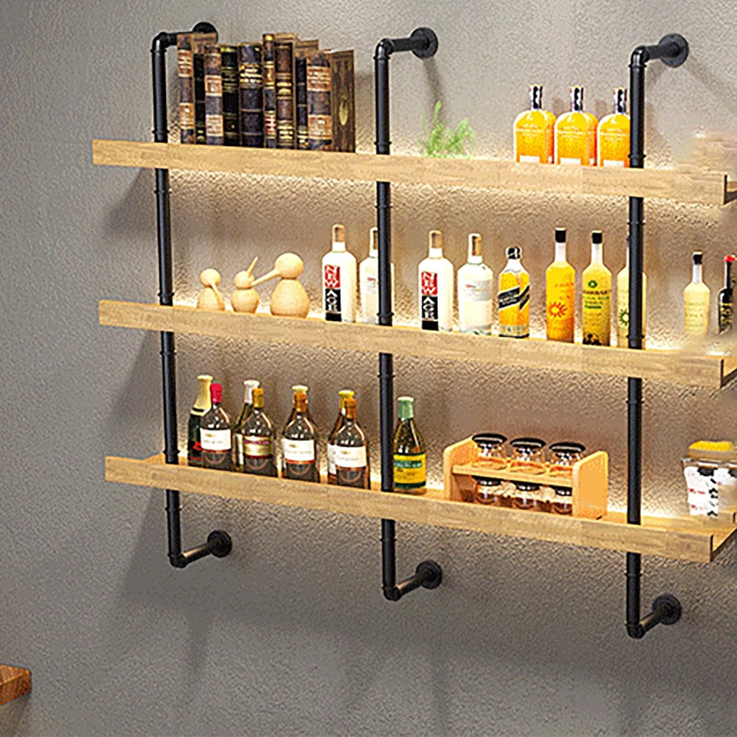 COmepa Wall Mounted Wine Rack with LED Lights