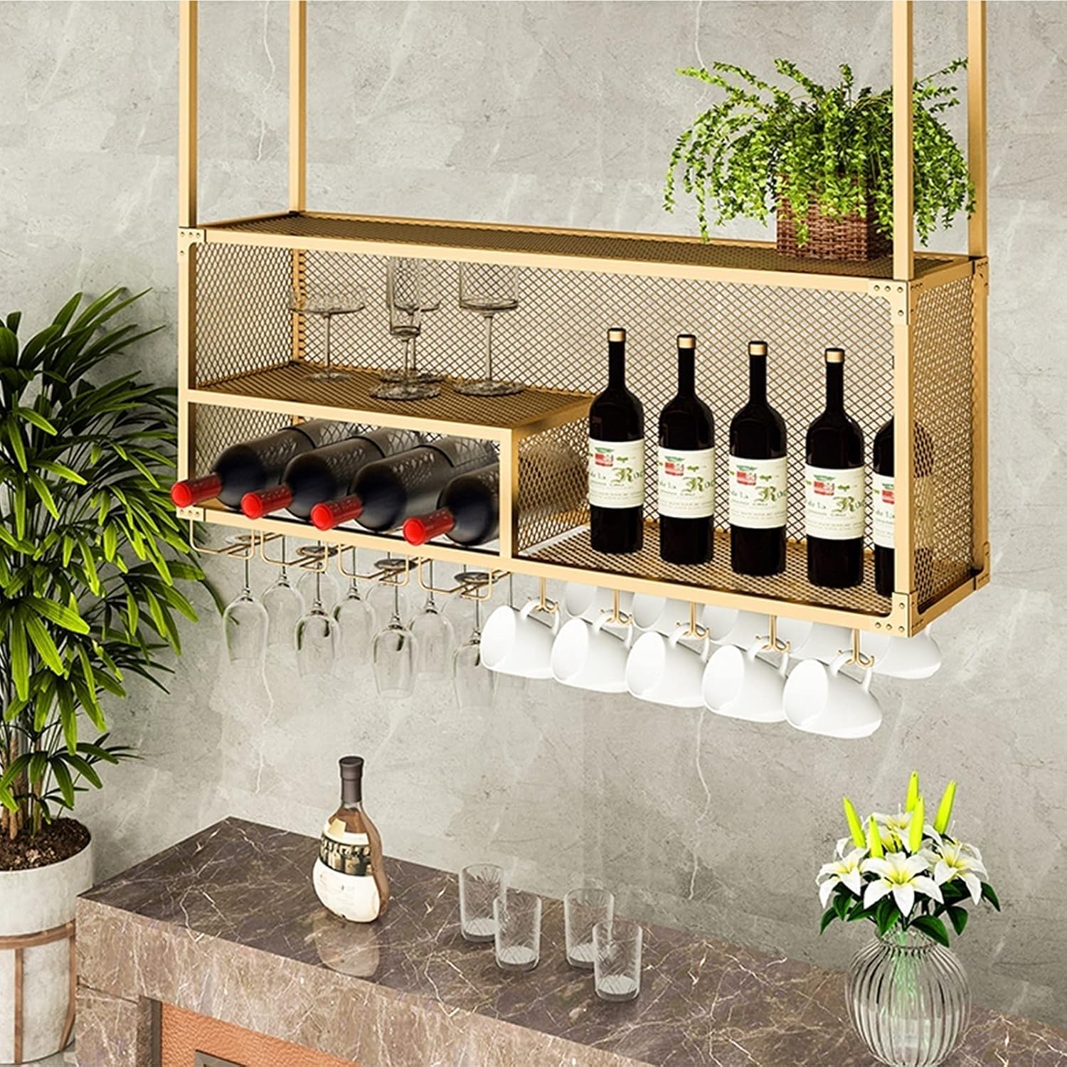 ZJDYDY Floating Wine Rack Wall-Mounted Ceiling Holder