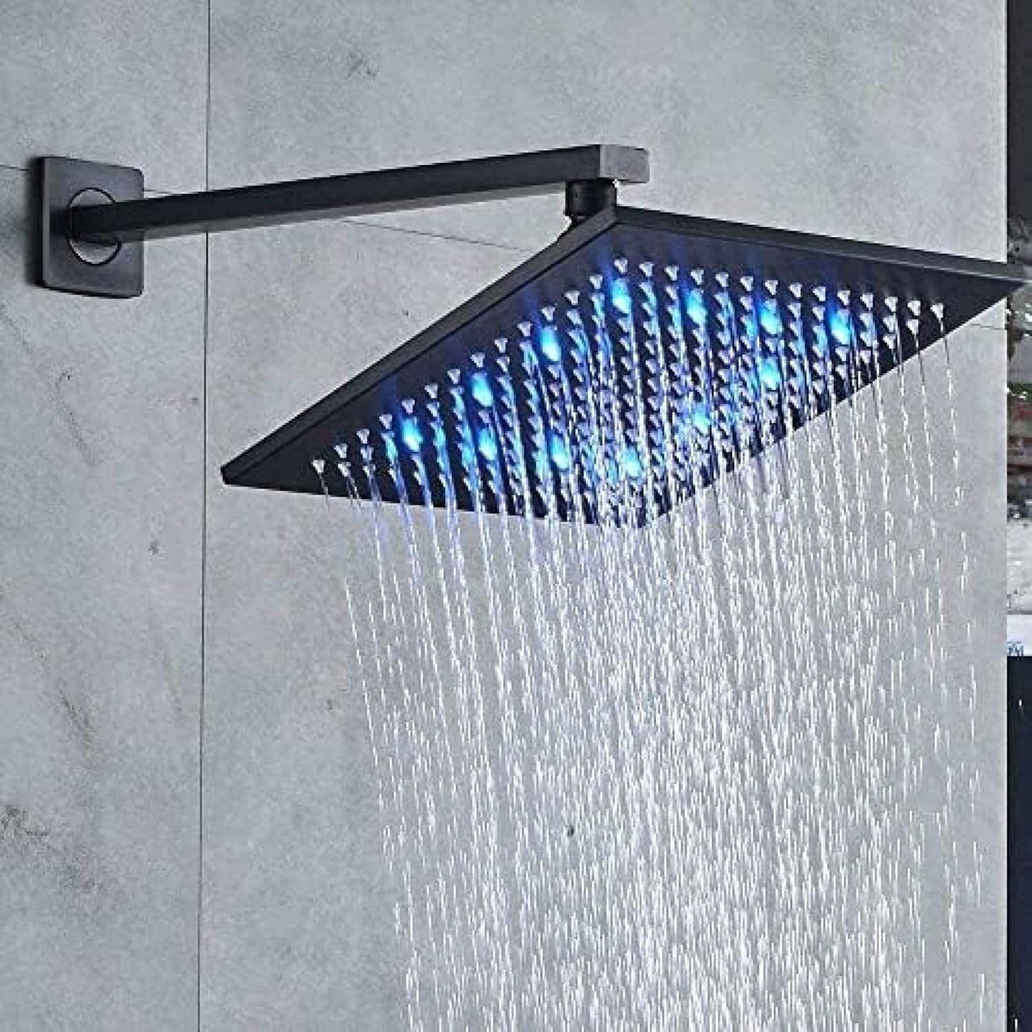 TECKI LED Rainfall Shower Faucet Combination Set - Matte Black