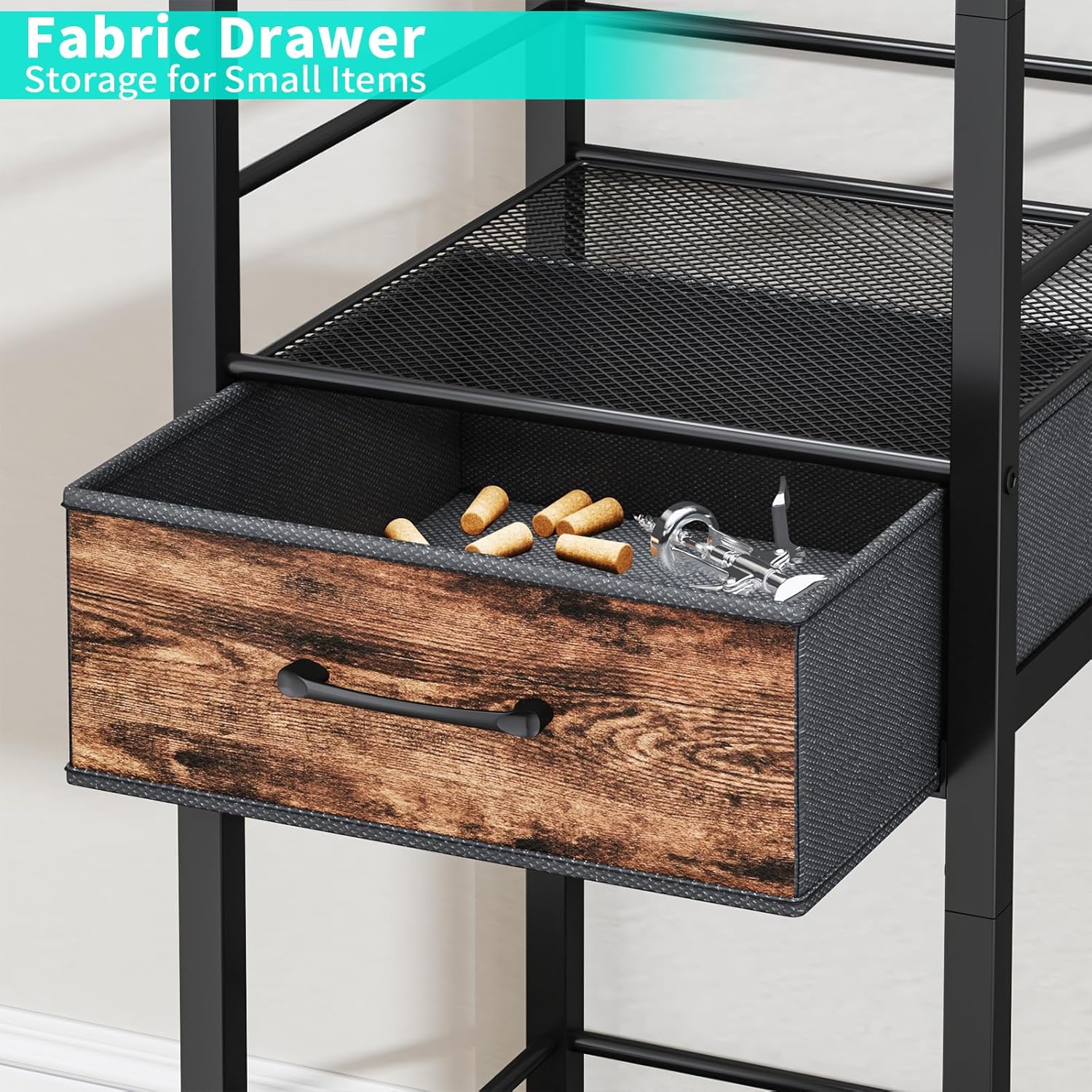 HapiRm 4-Tier Freestanding Wine Rack with Fabric Drawer 1