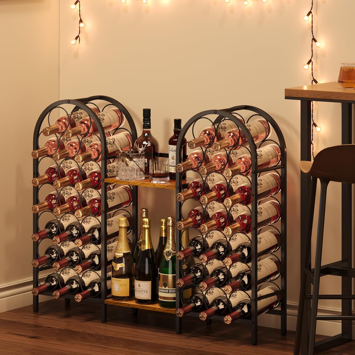 X-cosrack 40 Bottle Wine Rack with 2 Wooden Desks