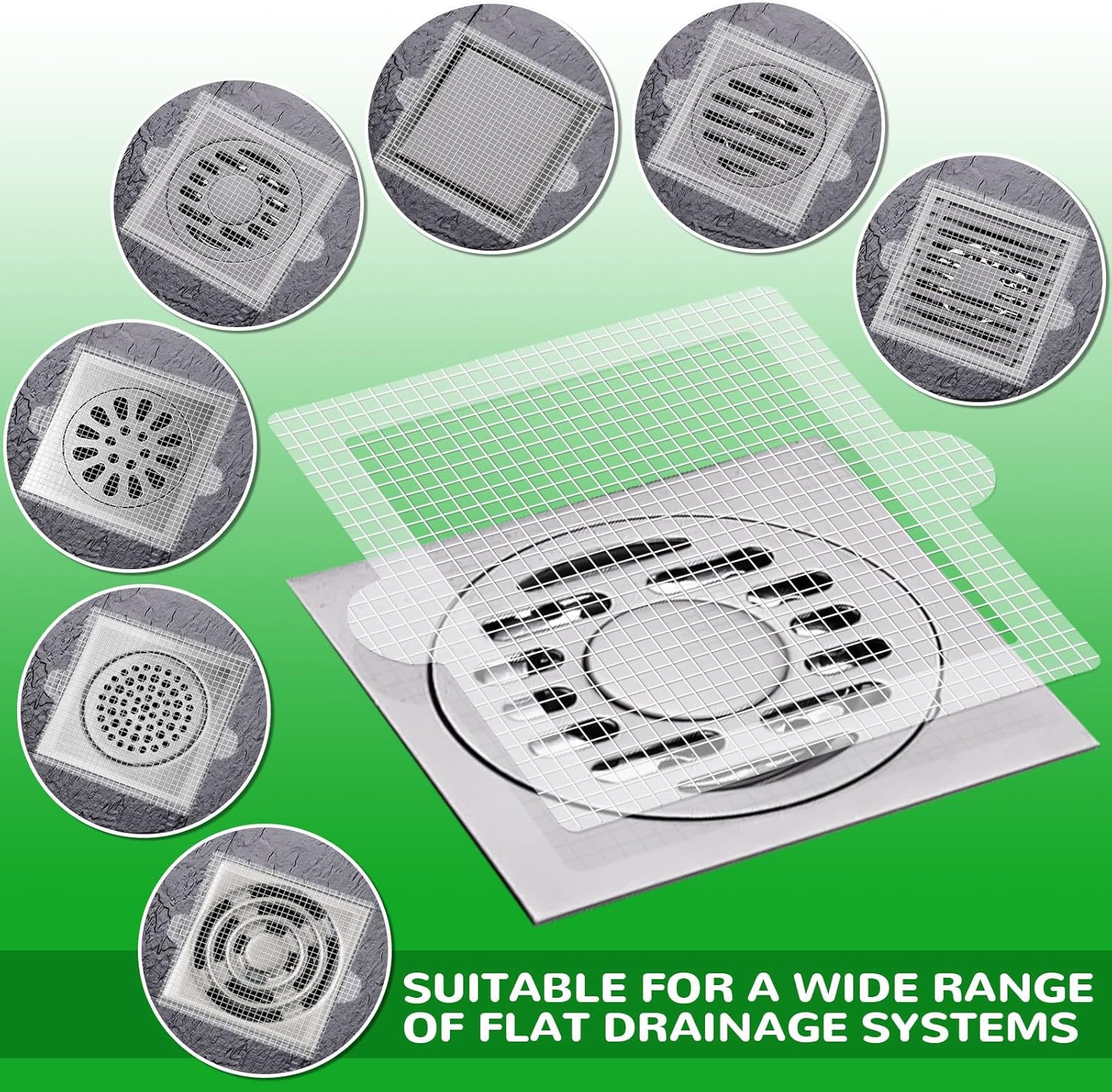 40 Pack Disposable Square Hair Catcher Sticker for Bathroom Drains