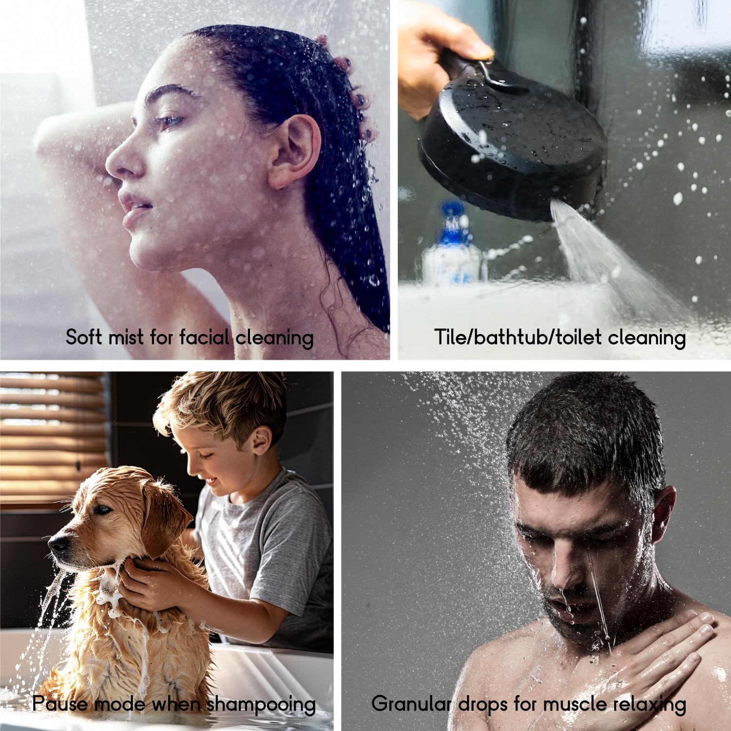 InoFlow High Flow Handheld Showerhead with 7 Modes and 60 Hose Matt Black