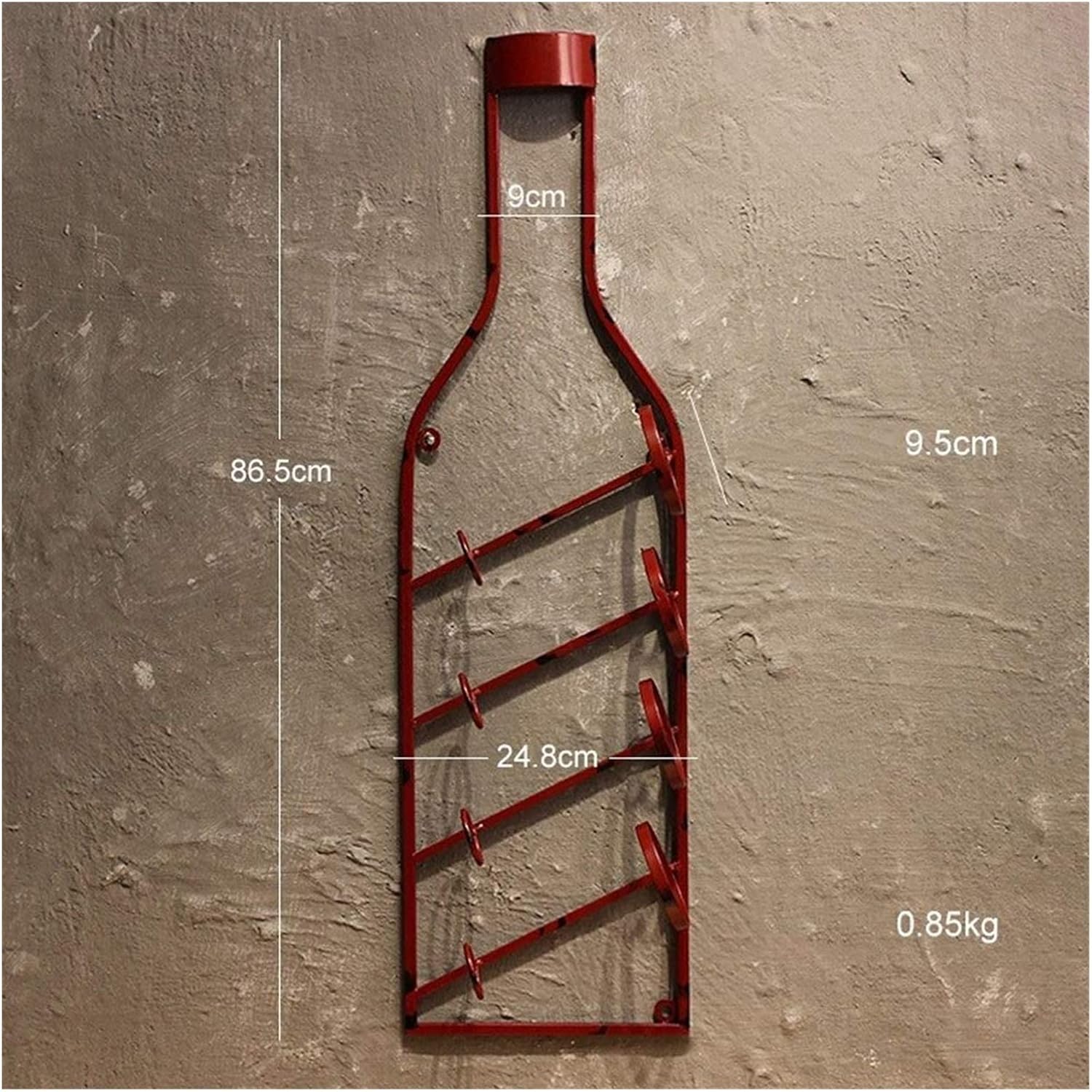 ALDEPO Wall-Mounted Wine Rack Red Retro Industrial Style