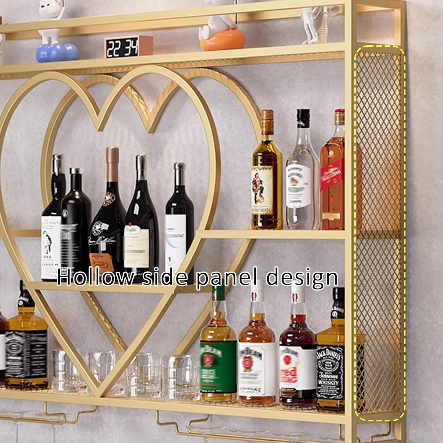 JKGHK 4-Layer Wall Mounted Wine Rack Black Industrial Style