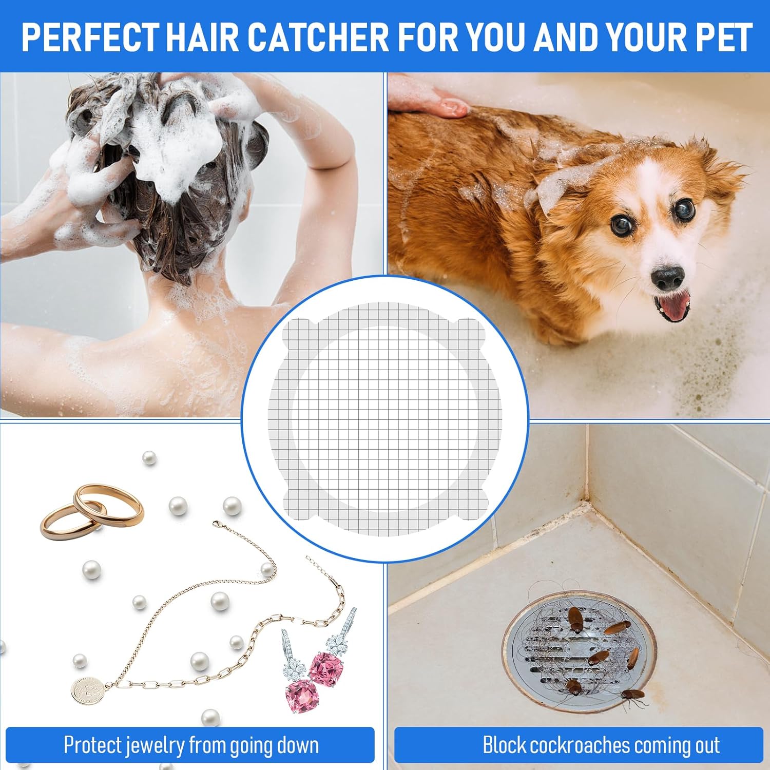 20 Pack Disposable Drain Hair Catcher Stickers