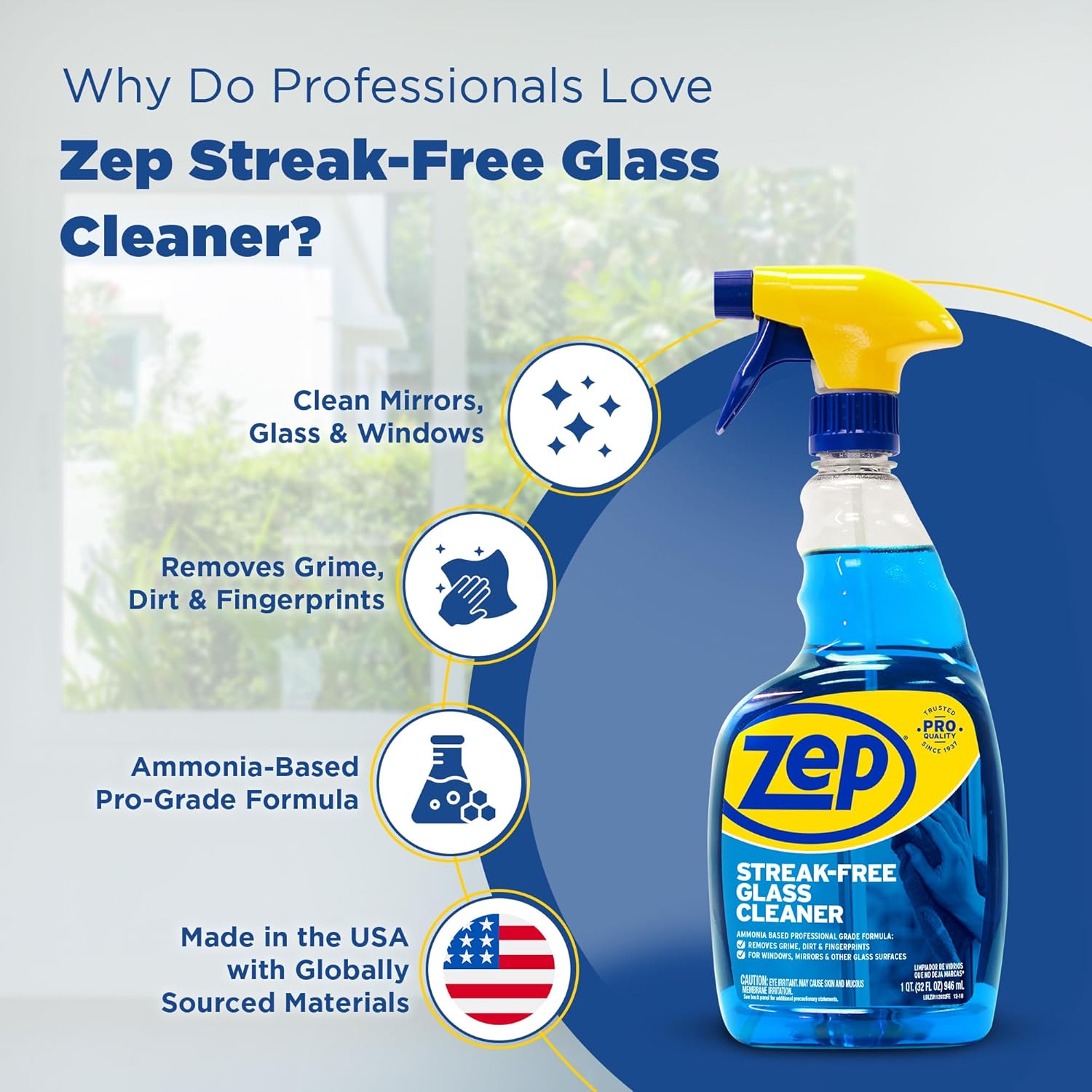 Zep Streak-Free Glass Cleaner - 32 Oz Case of 12