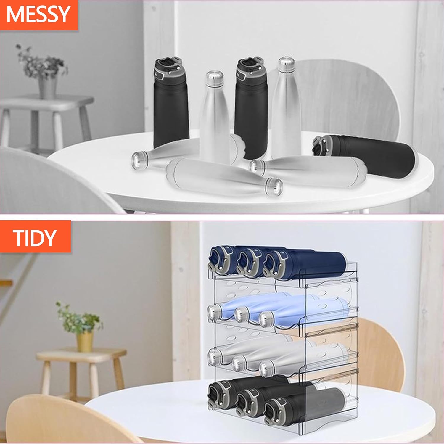 Baosia Stackable Wine Rack 2 Tiers 8 Bottles Space-Saving Organizer