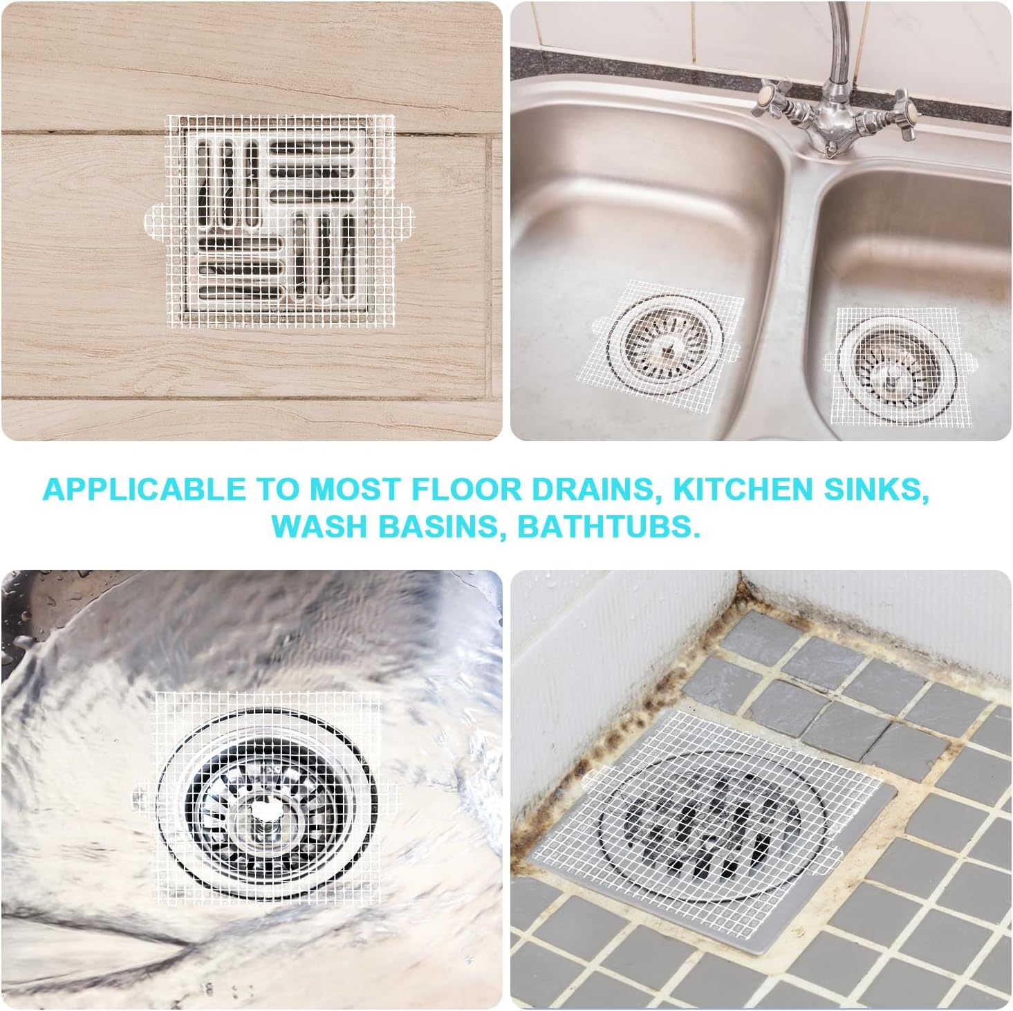 25pcs Shower Hair Catcher Mesh Sticker for Drain Cover